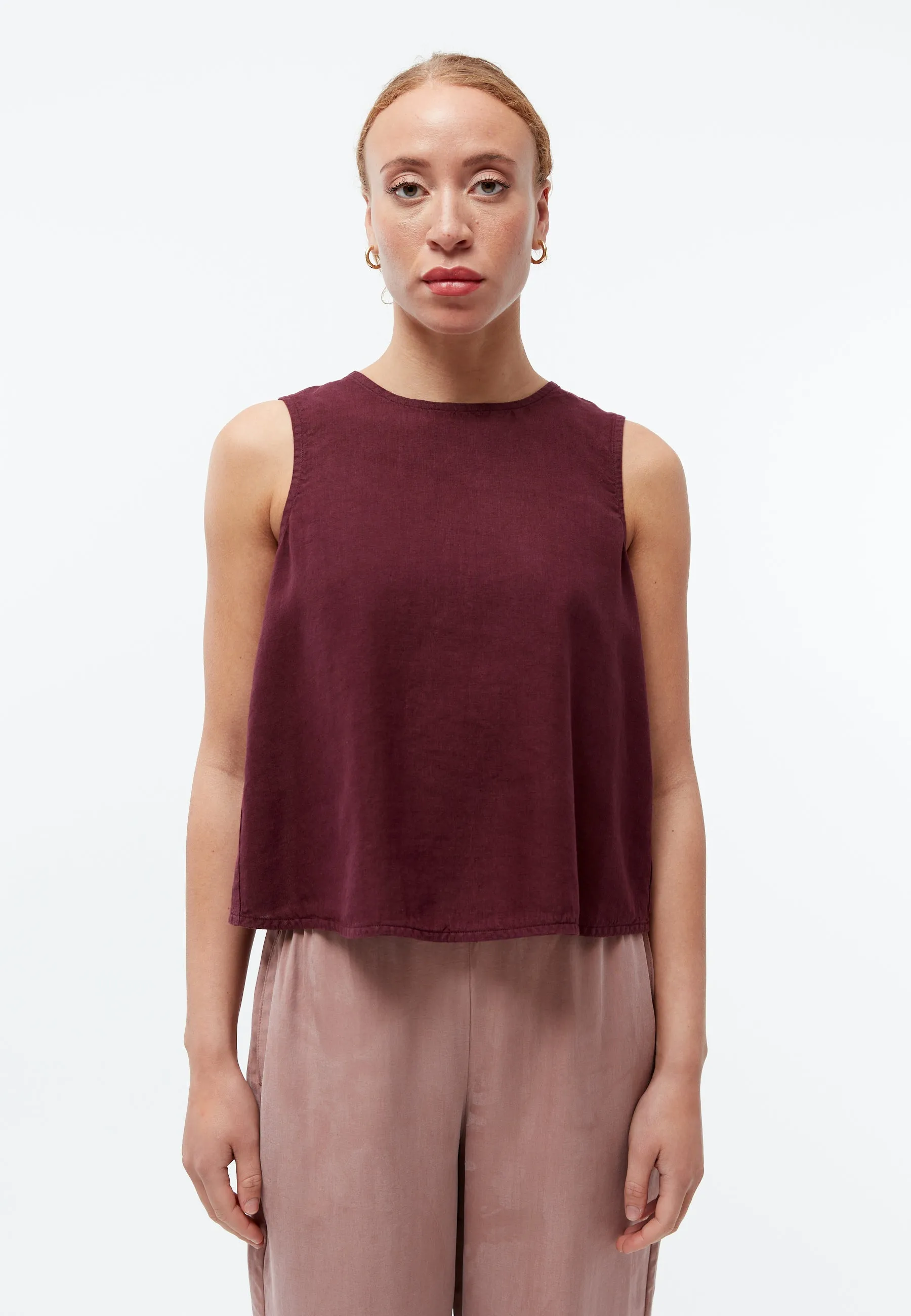 GBDOROTHY linen top with asymmetric back - Burgundy (Linen) Givn Berlin