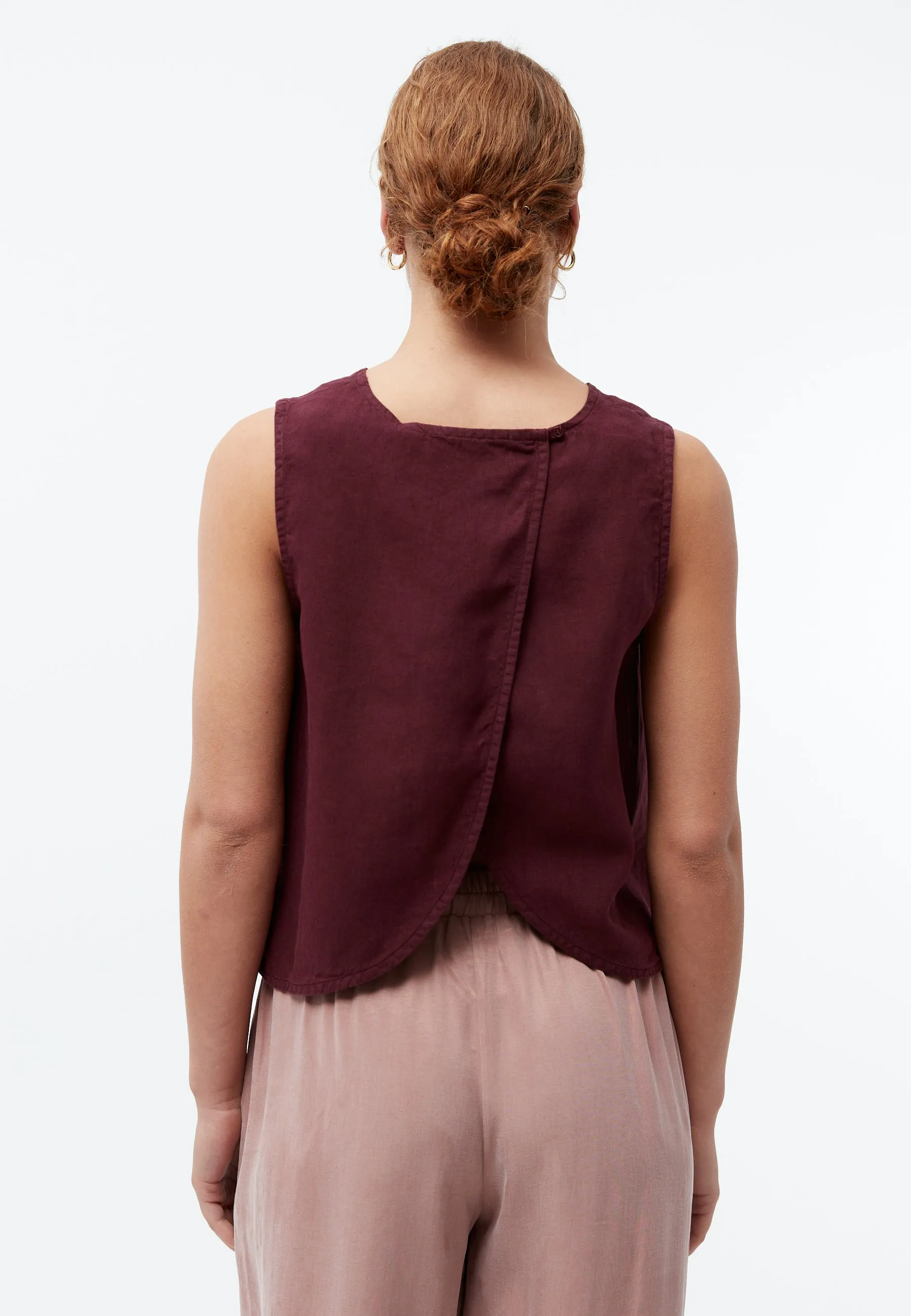 GBDOROTHY linen top with asymmetric back - Burgundy (Linen) Givn Berlin