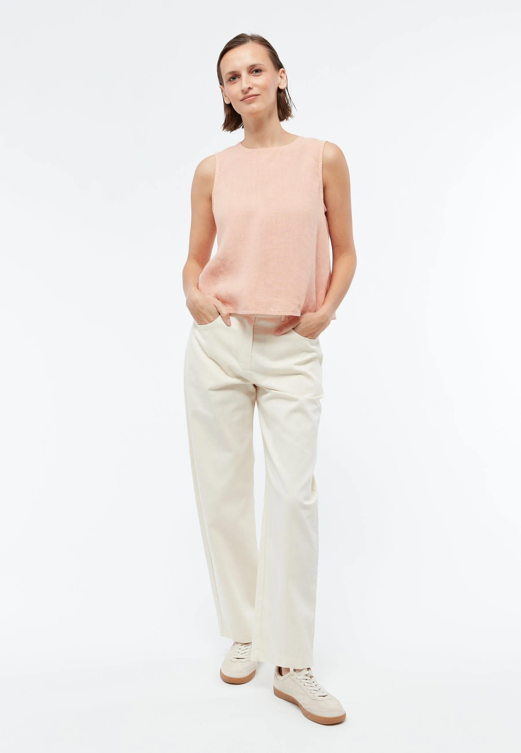 GBDOROTHY linen top with asymmetric back - Light Apricot (Linen) Givn Berlin