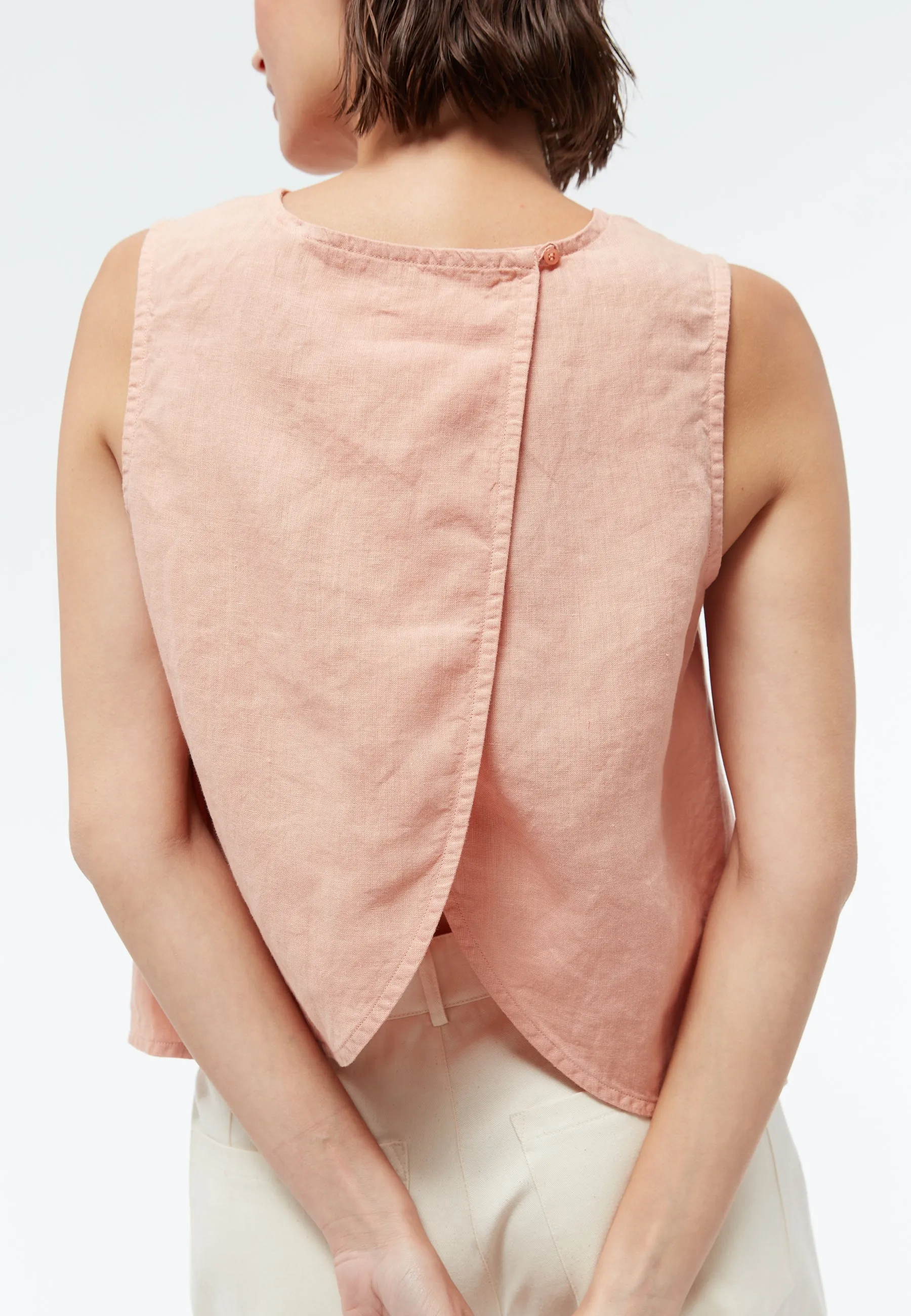 GBDOROTHY linen top with asymmetric back - Light Apricot (Linen) Givn Berlin