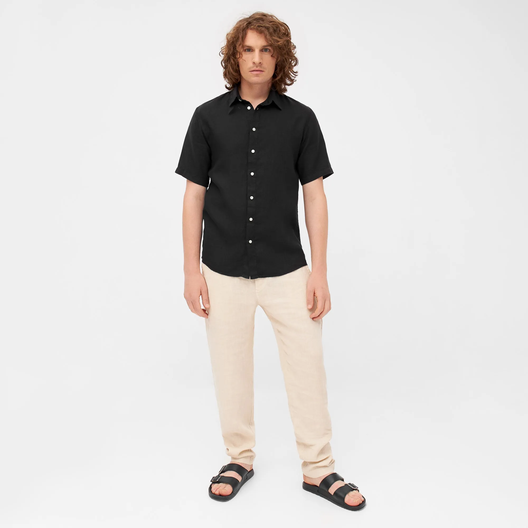 GBDYLAN regular linen short sleeve shirt - Black (Linen) Givn Berlin