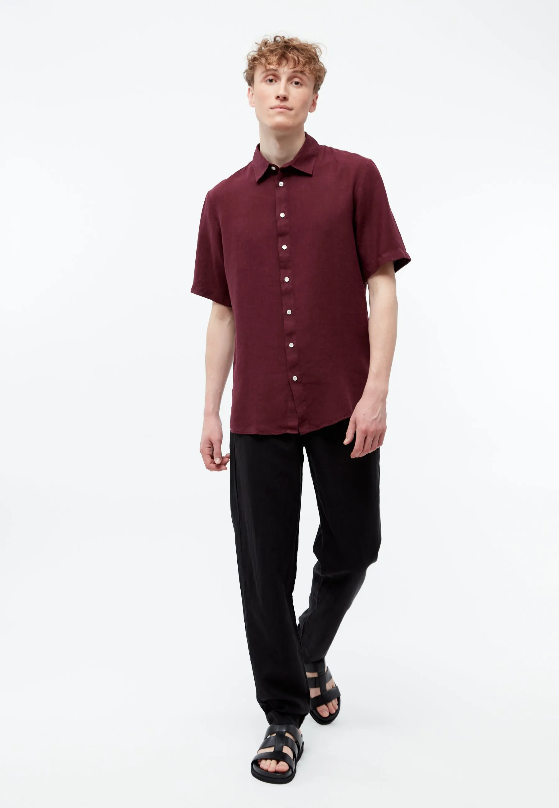 GBDYLAN regular linen short sleeve shirt - Burgundy (Linen) Givn Berlin