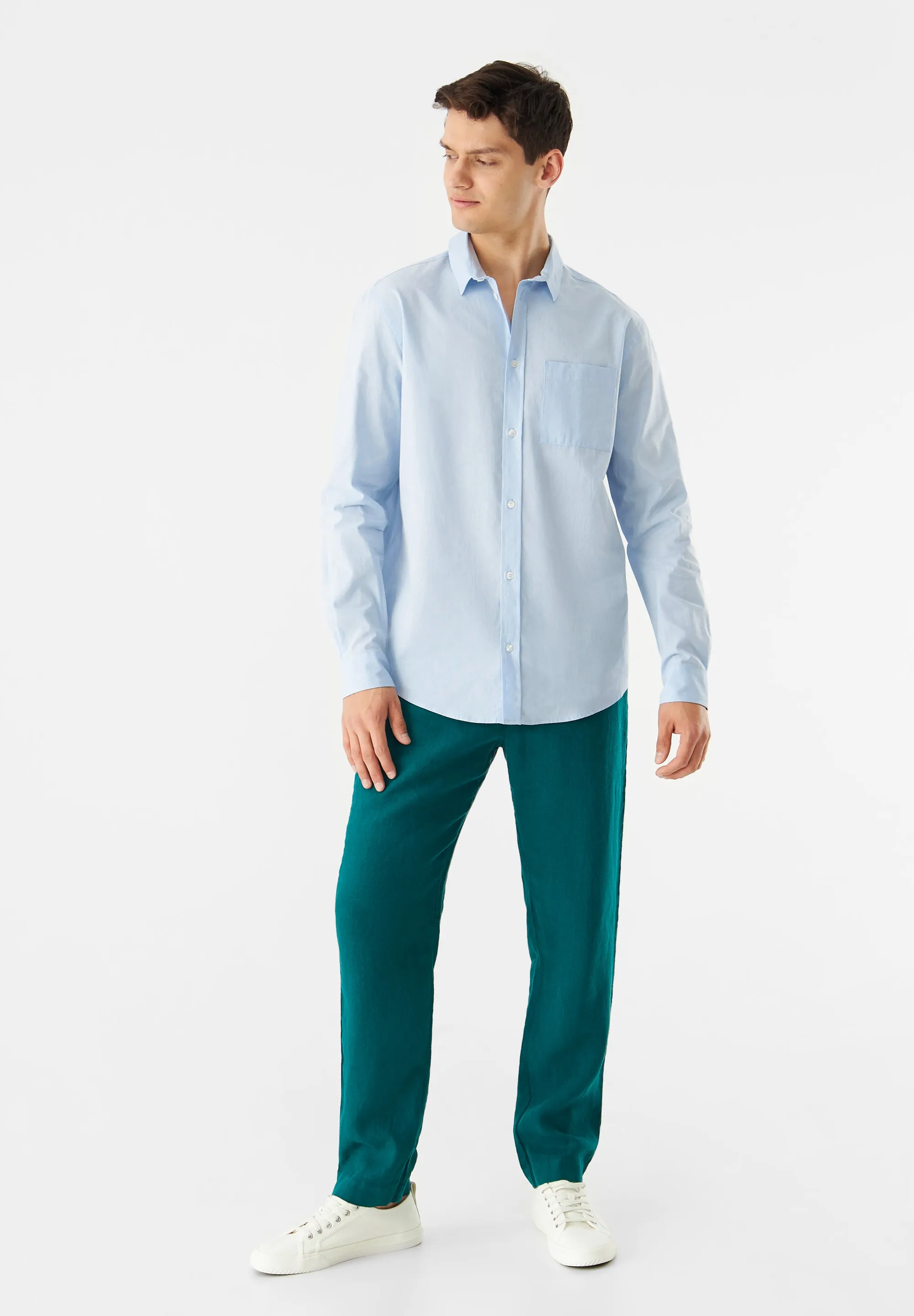 GBFRANCIS organic cotton shirt with classic turn-down collar - Ice Blue (Melange) Givn Berlin