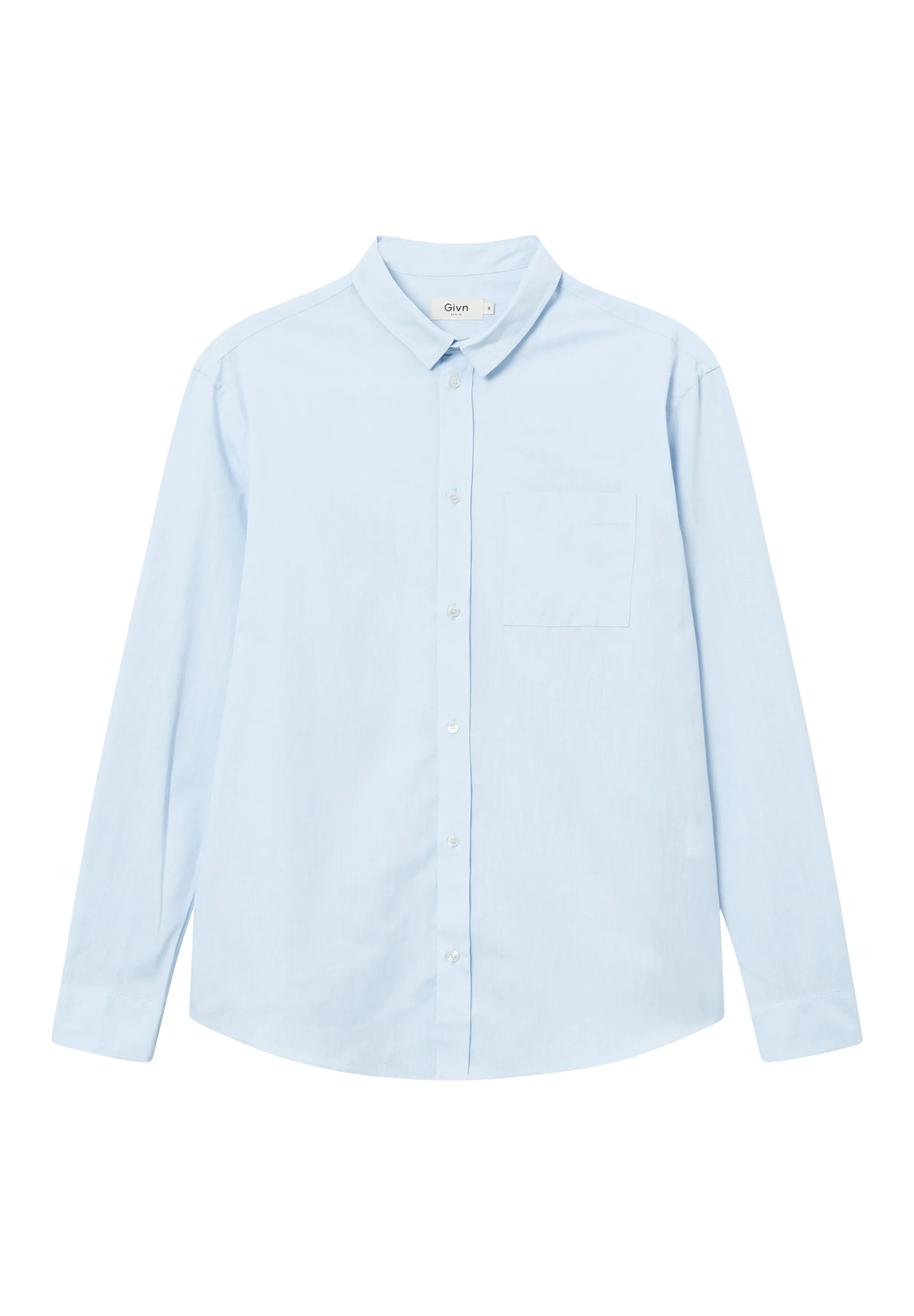 GBFRANCIS organic cotton shirt with classic turn-down collar - Ice Blue (Melange) Givn Berlin