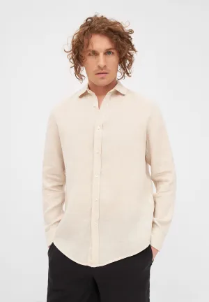 GBKAMIL linen shirt with classic turn-down collar - Beige (Linen) Givn Berlin