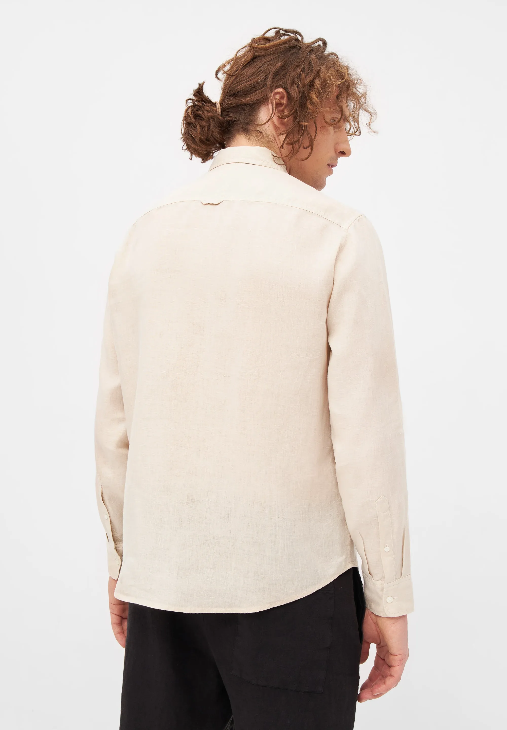 GBKAMIL linen shirt with classic turn-down collar - Beige (Linen) Givn Berlin