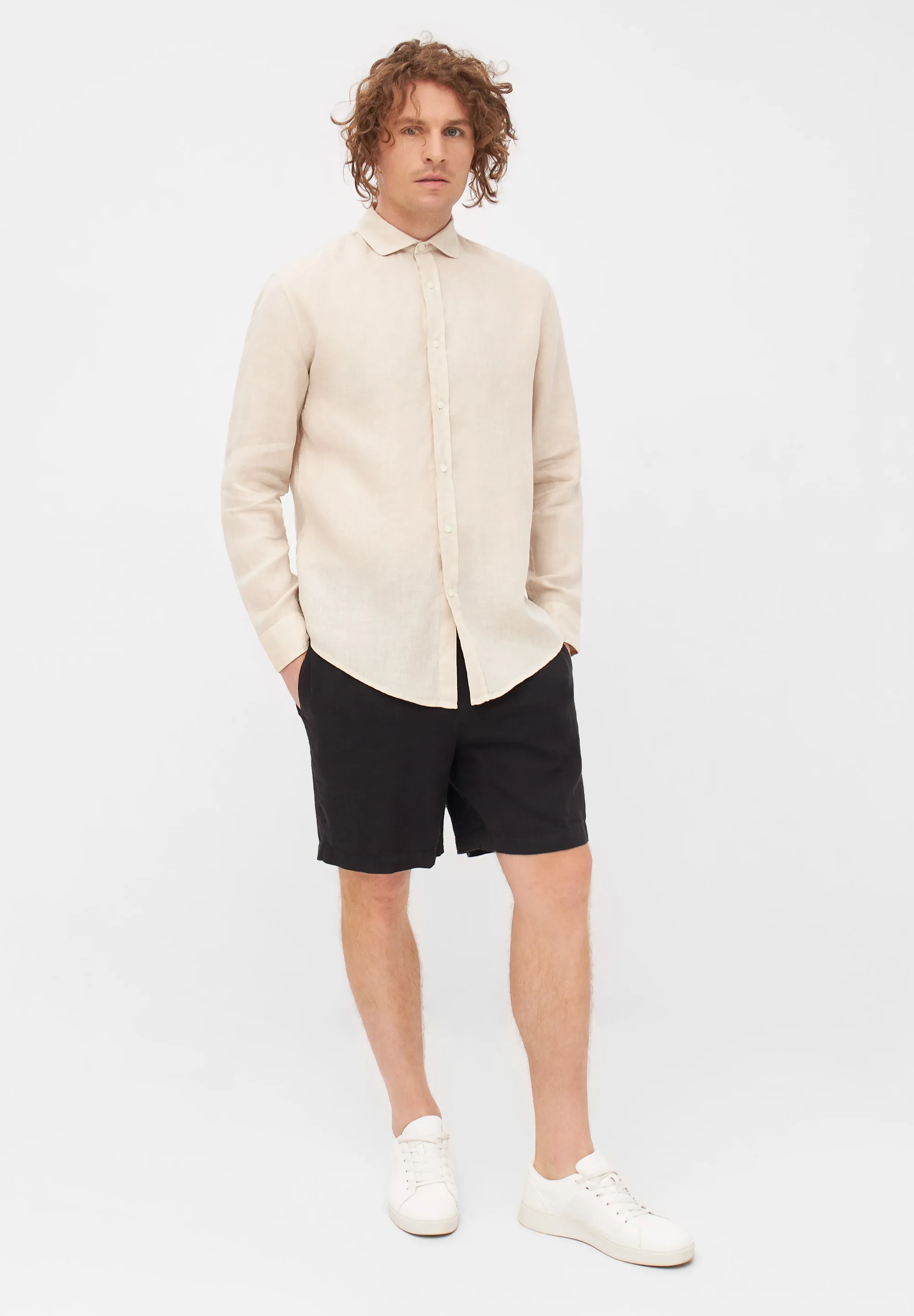 GBKAMIL linen shirt with classic turn-down collar - Beige (Linen) Givn Berlin
