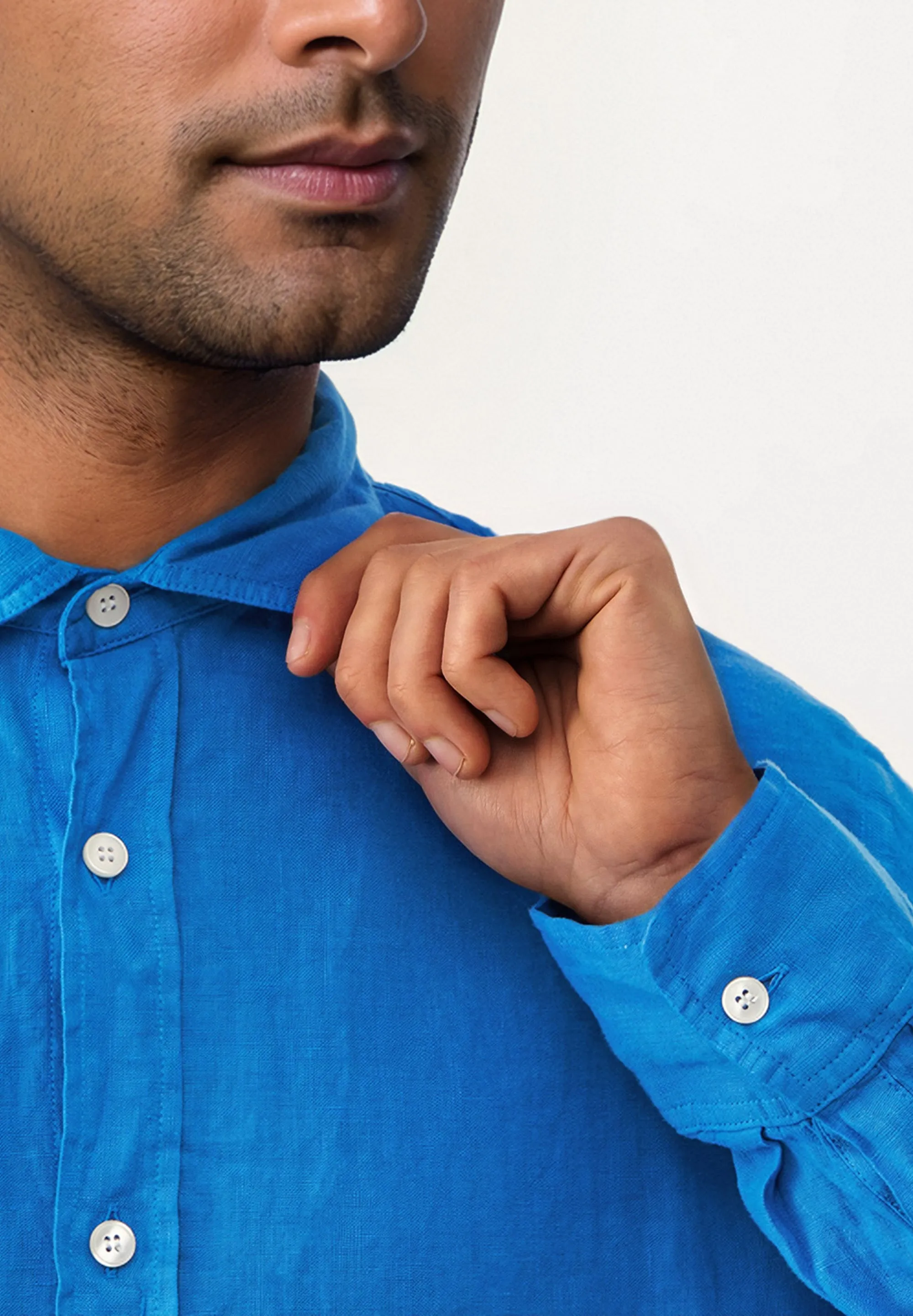 GBKAMIL linen shirt with classic turn-down collar - French Blue (Linen) Givn Berlin