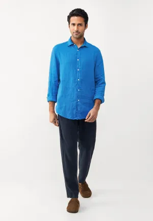 GBKAMIL linen shirt with classic turn-down collar - French Blue (Linen) Givn Berlin