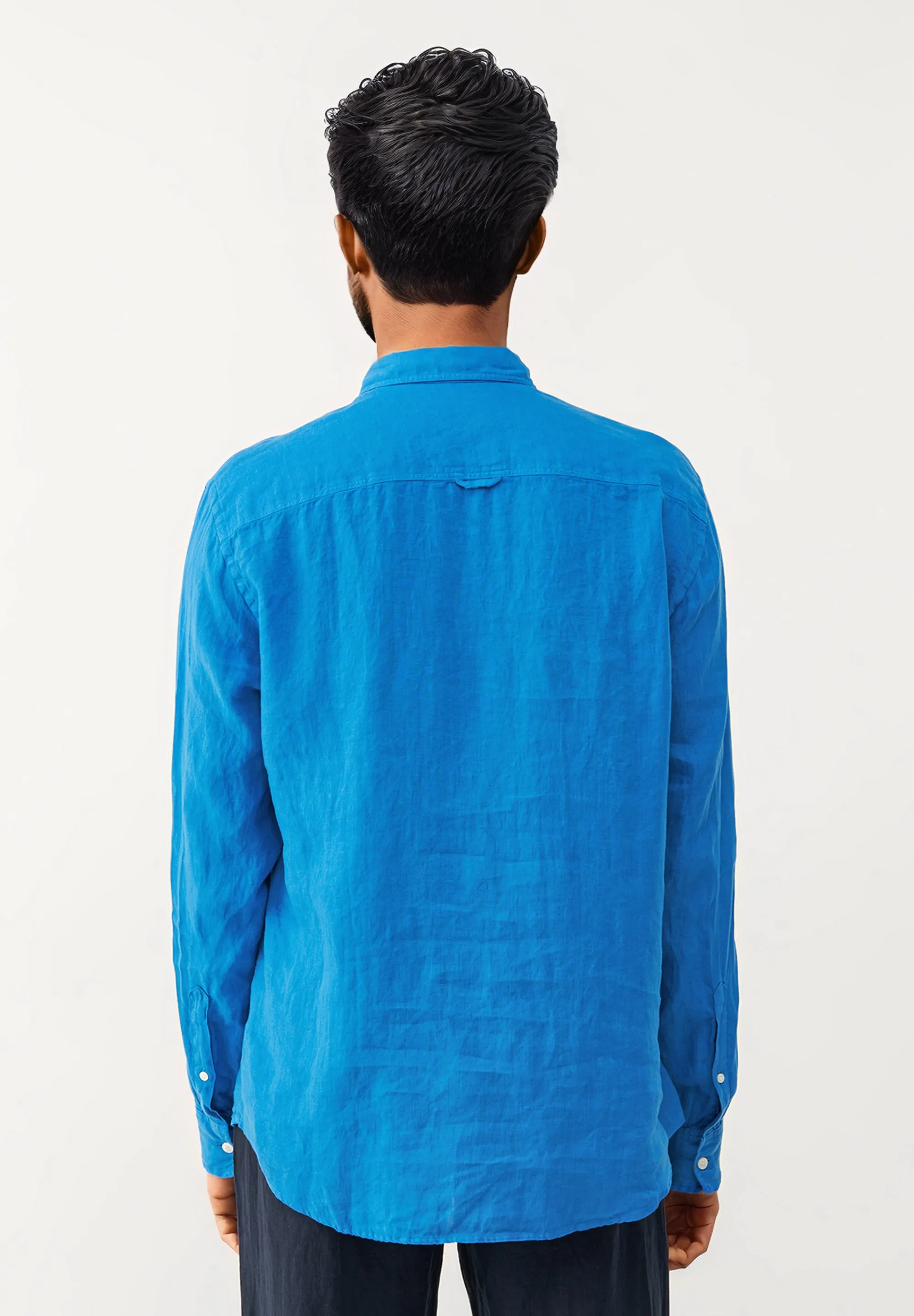 GBKAMIL linen shirt with classic turn-down collar - French Blue (Linen) Givn Berlin