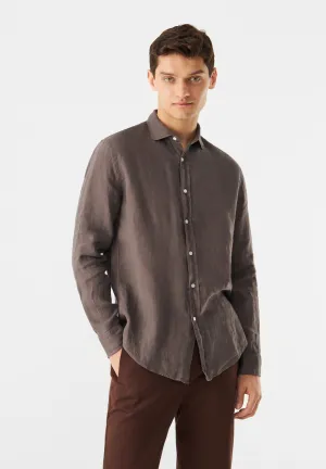 GBKAMIL linen shirt with classic turn-down collar - Taupe (Linen) Givn Berlin