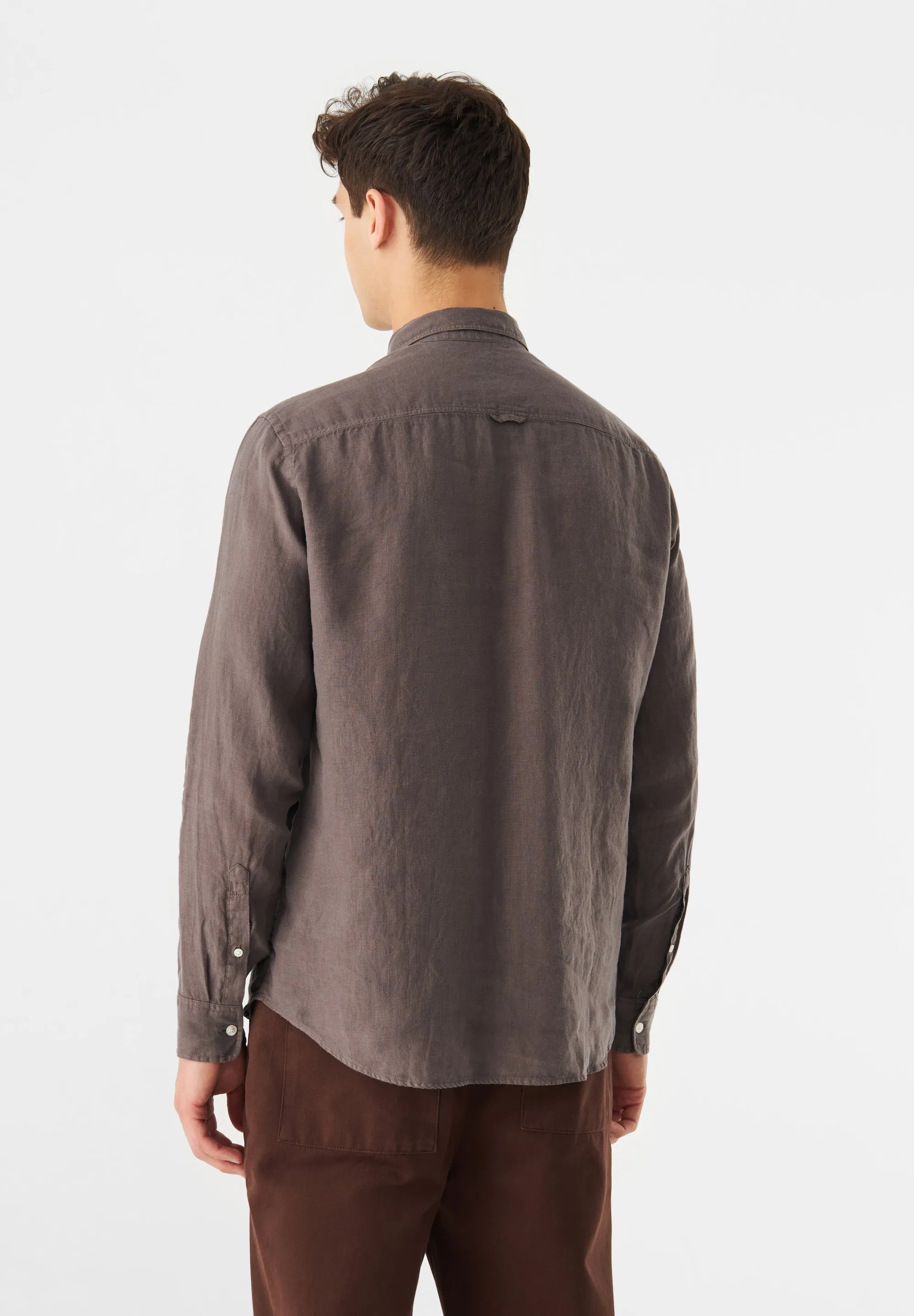 GBKAMIL linen shirt with classic turn-down collar - Taupe (Linen) Givn Berlin