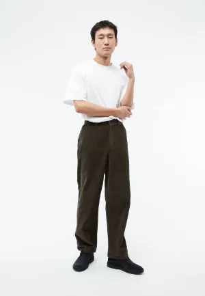 GBKLAAS corduroy trousers in organic cotton with wide leg - Dark Olive (corduroy) Givn Berlin