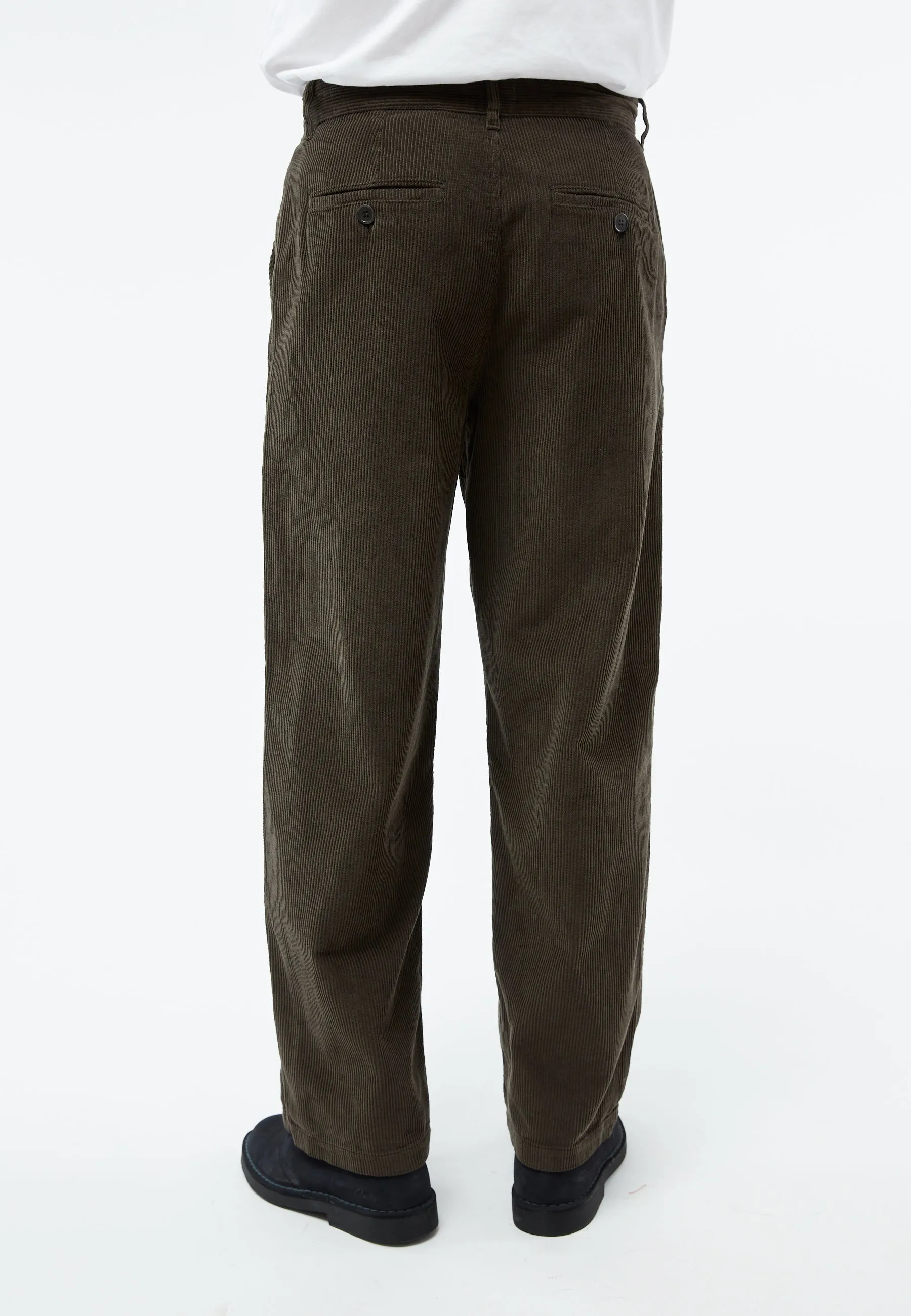 GBKLAAS corduroy trousers in organic cotton with wide leg - Dark Olive (corduroy) Givn Berlin