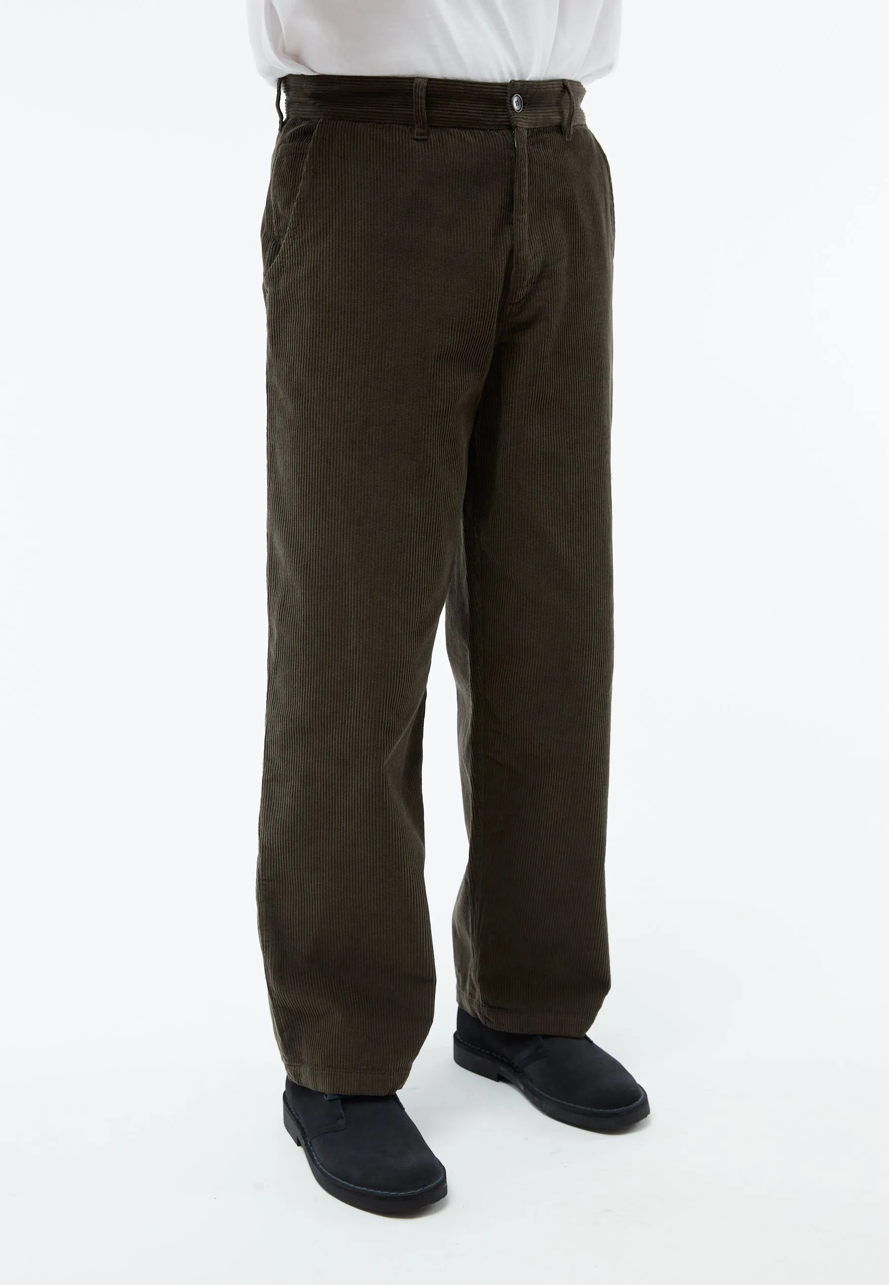 GBKLAAS corduroy trousers in organic cotton with wide leg - Dark Olive (corduroy) Givn Berlin