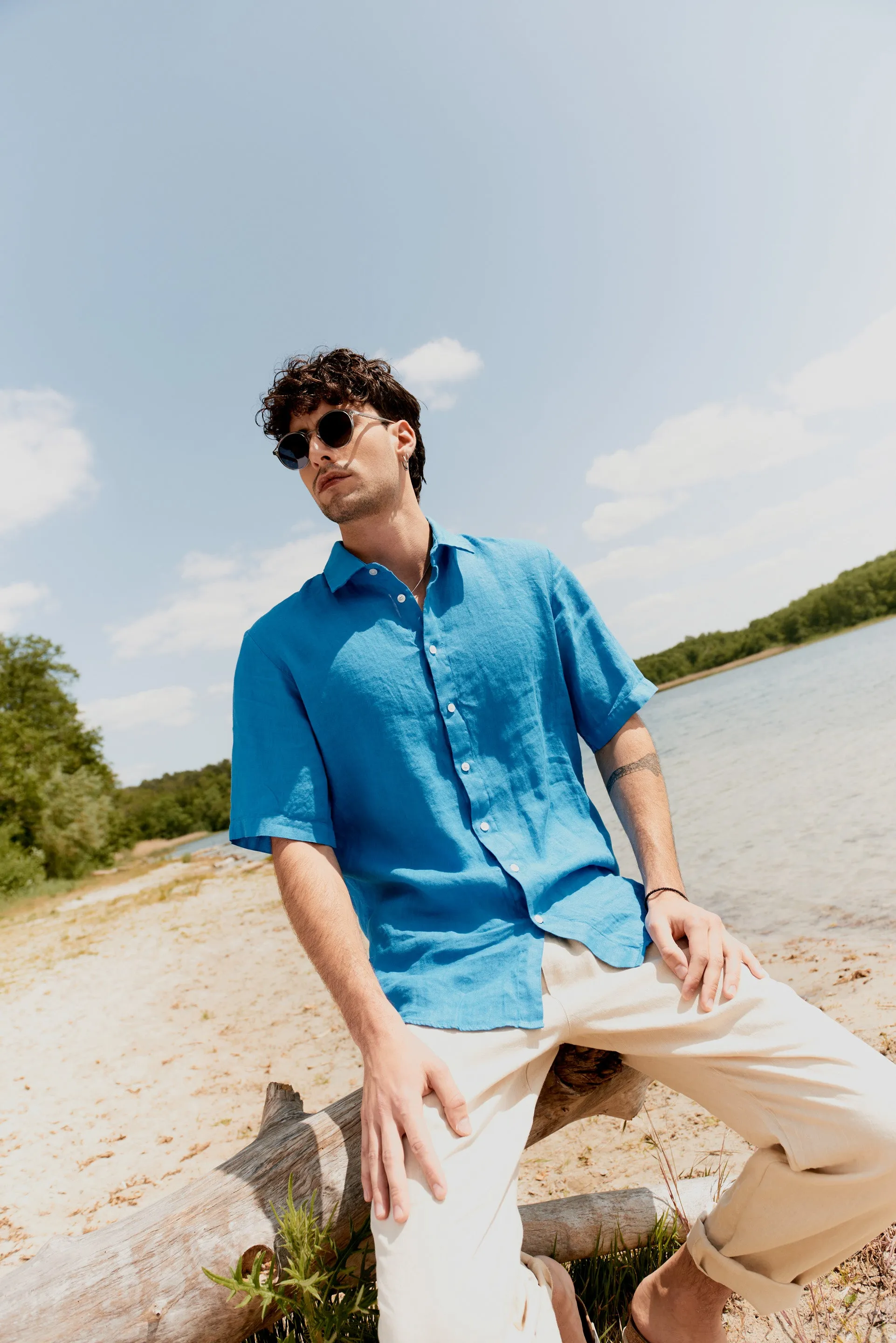 GBLUCA short sleeve shirt made from organic cotton - French Blue (muslin) Givn Berlin