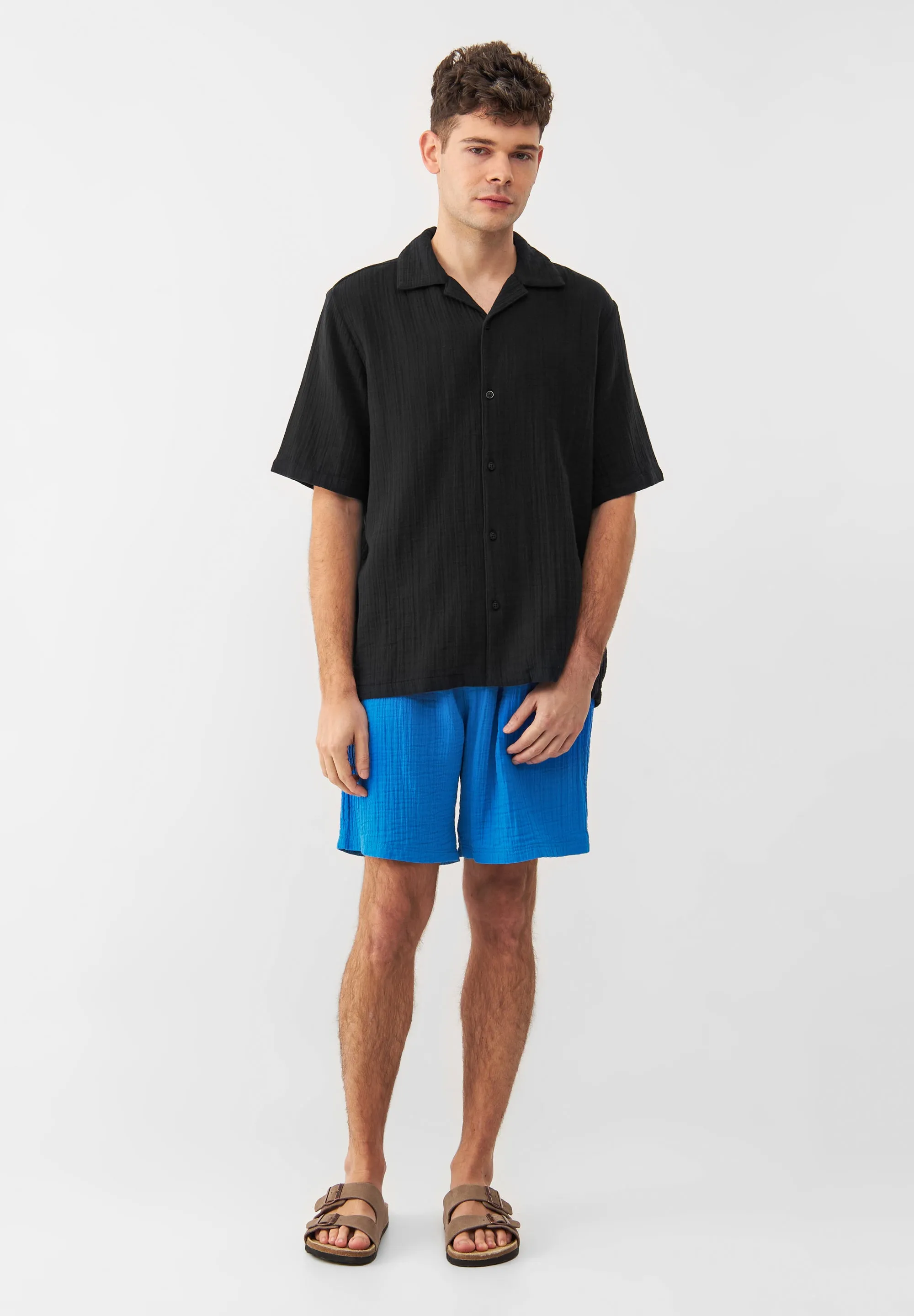 GBLUCA short-sleeved shirt made from organic cotton - Black (muslin) Givn Berlin