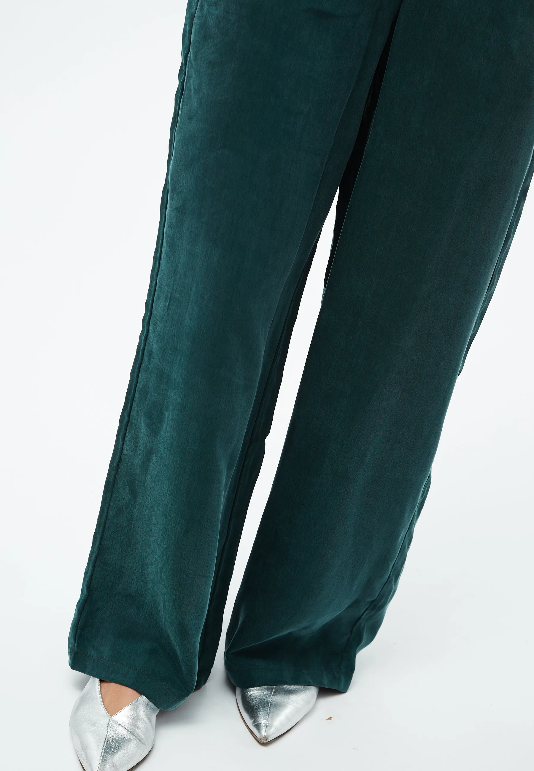 GBMARLA trousers in cupro (Bemberg™) with wide leg - Dark Teal Givn Berlin