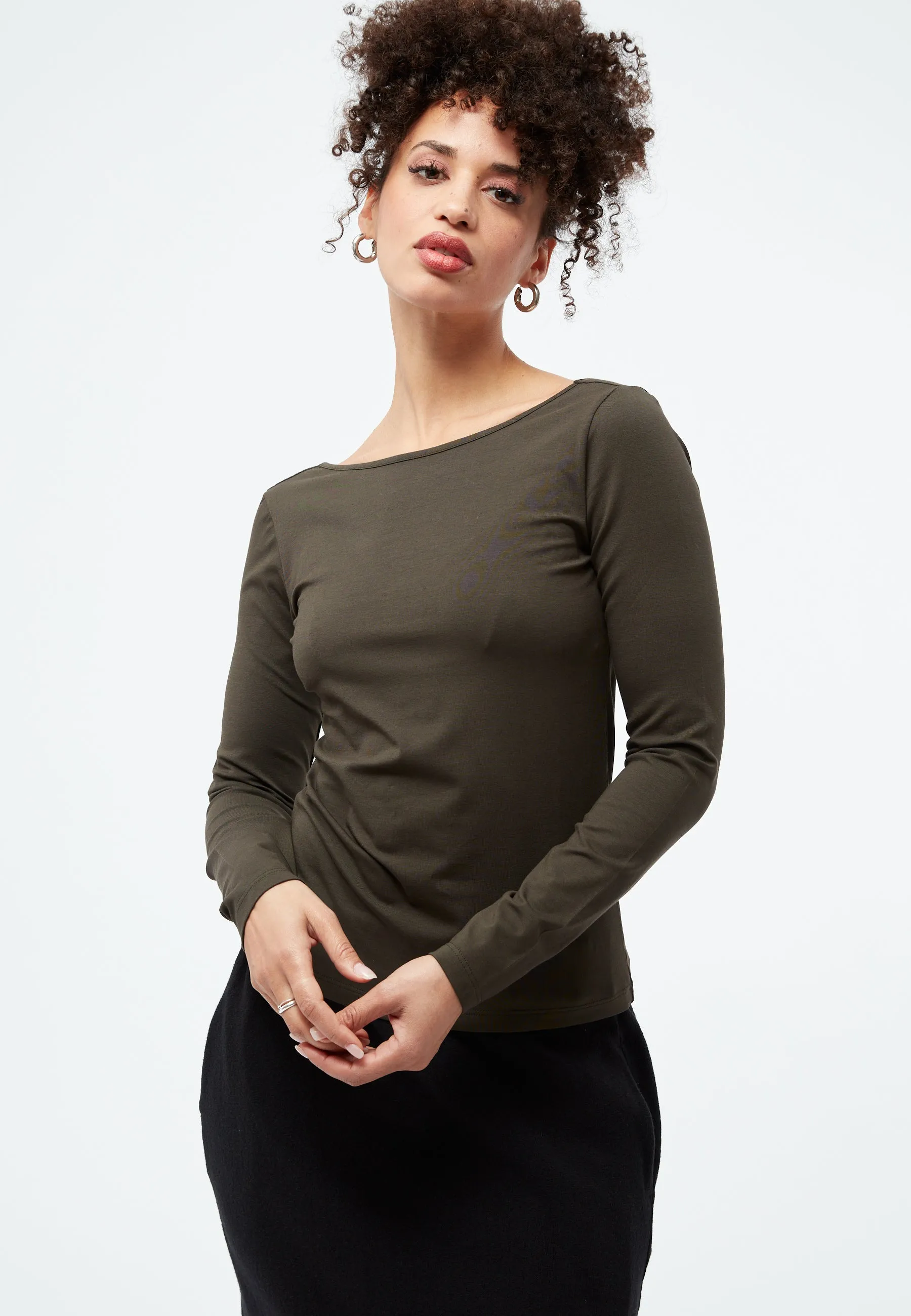 GBMIMI longsleeve in organic cotton with a low-cut back - Dark Olive Givn Berlin