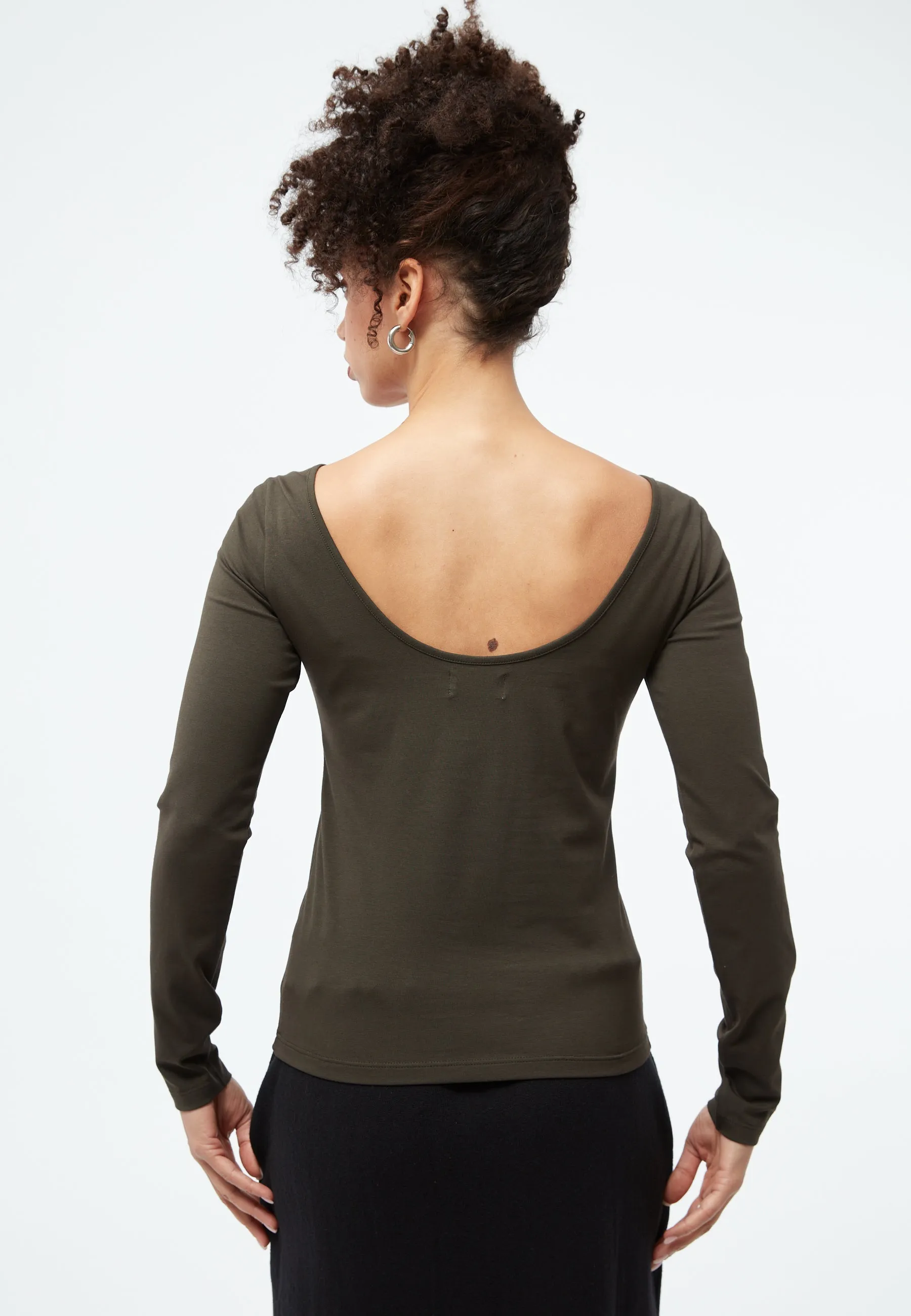 GBMIMI longsleeve in organic cotton with a low-cut back - Dark Olive Givn Berlin