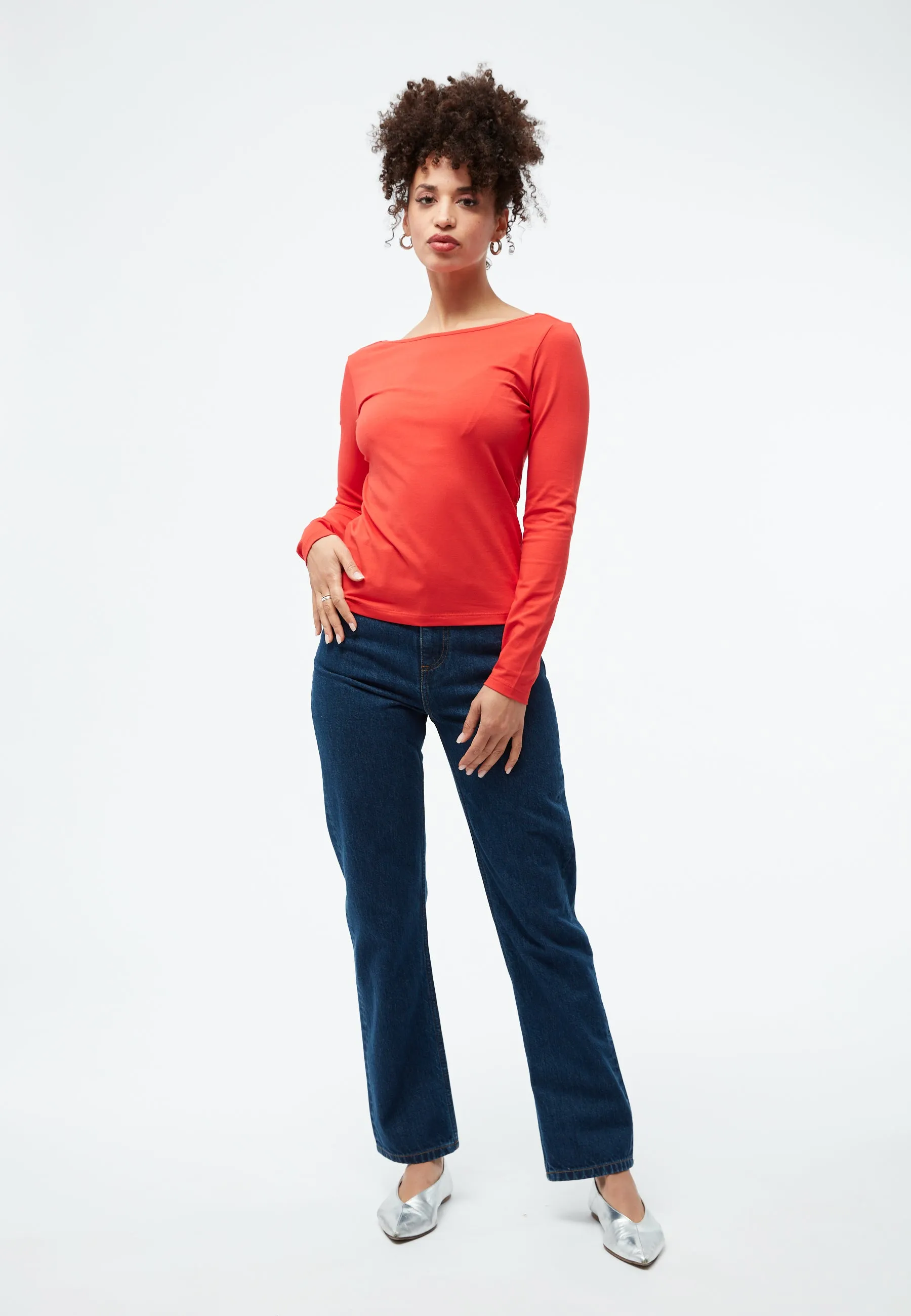 GBMIMI longsleeve made from organic cotton with a low-cut back - Tomato Red Givn Berlin