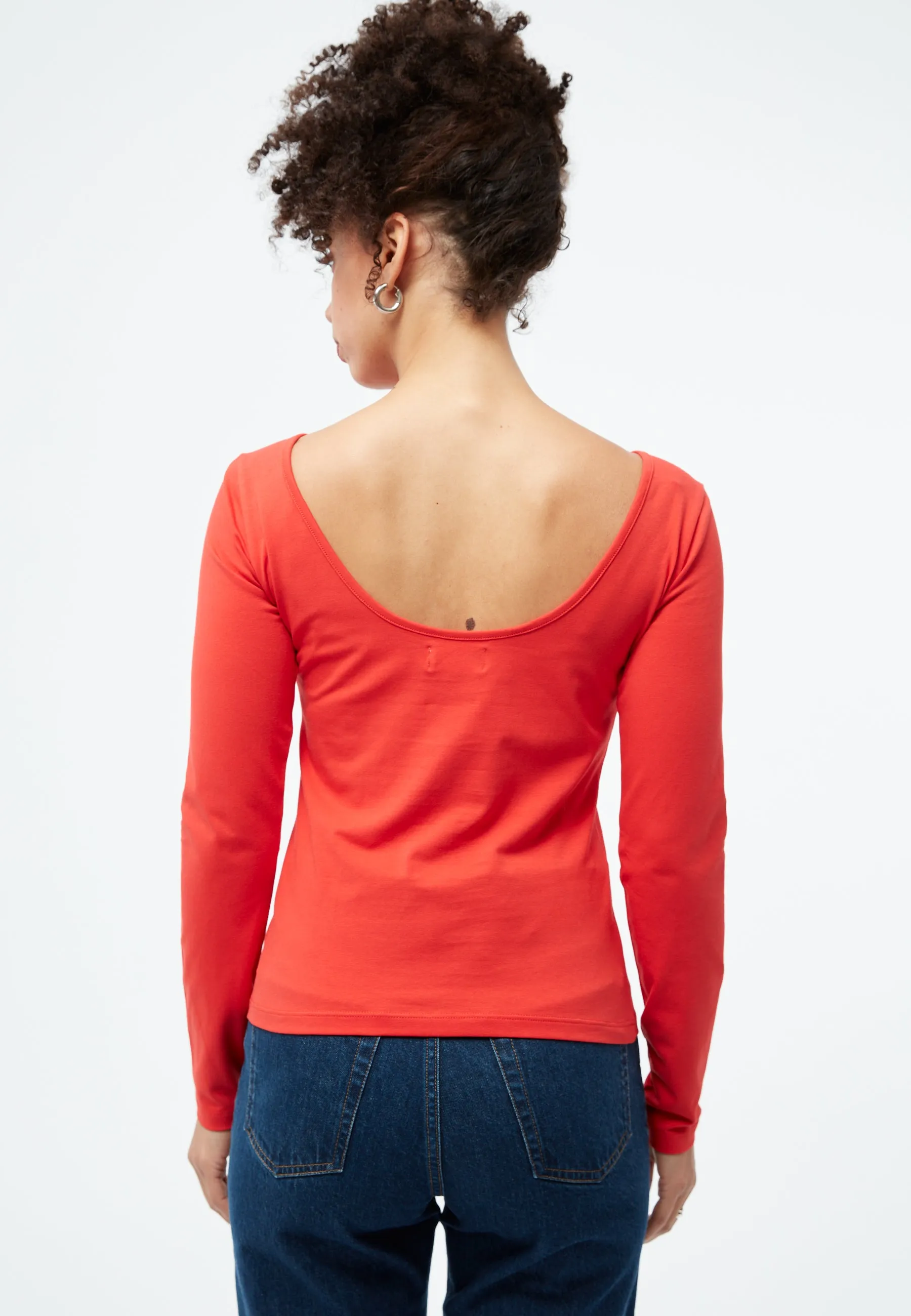 GBMIMI longsleeve made from organic cotton with a low-cut back - Tomato Red Givn Berlin
