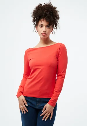 GBMIMI longsleeve made from organic cotton with a low-cut back - Tomato Red Givn Berlin