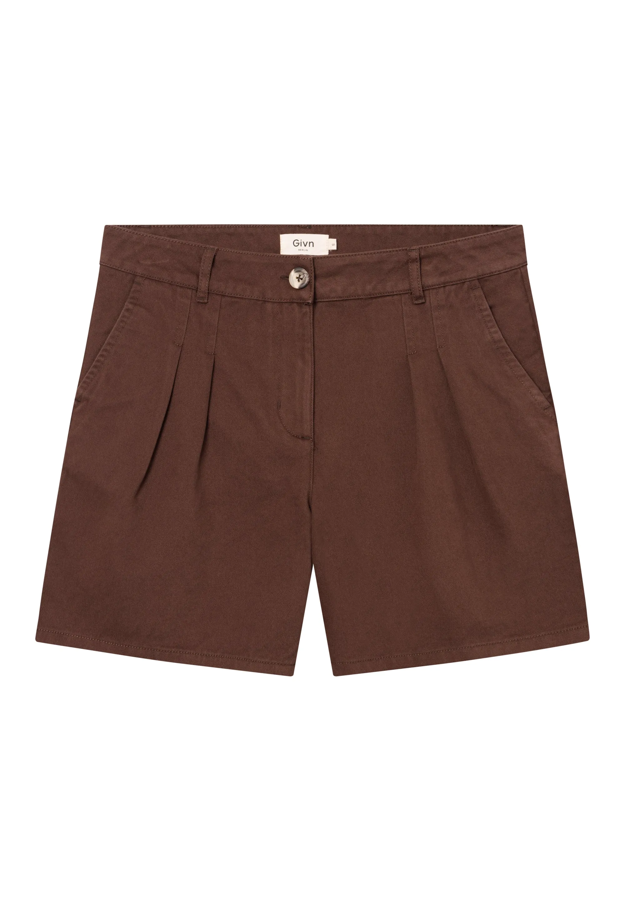 GBOLENKA Organic Cotton Shorts With Pleats - Sepia Brown Givn Berlin