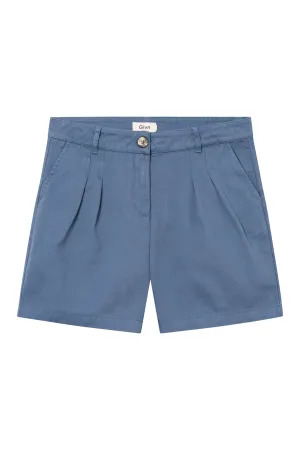 GBOLENKA Organic Cotton Shorts With Pleats - Steel Blue Givn Berlin