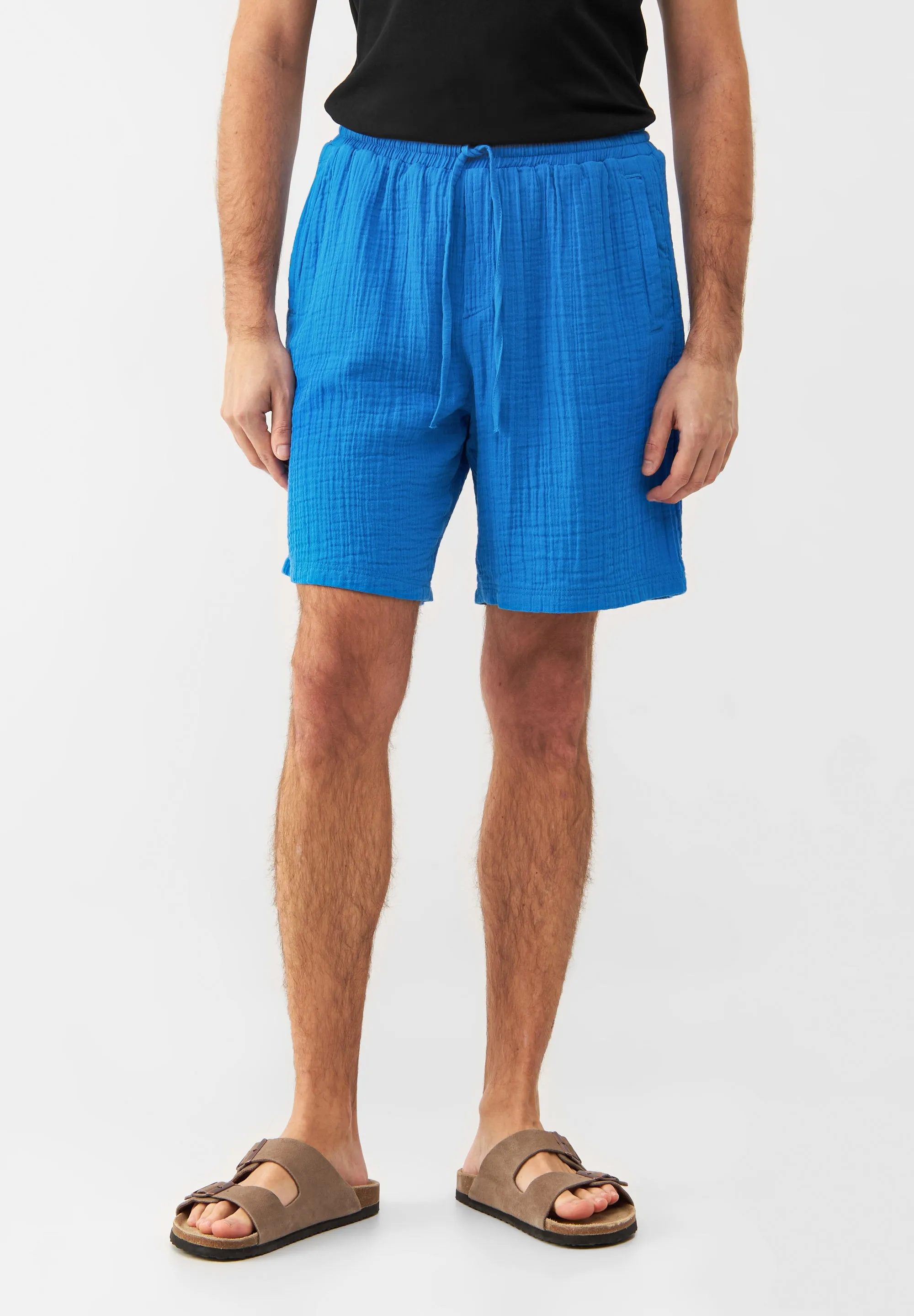 GBPASCAL organic cotton muslin shorts with elastic waistband - French Blue (muslin) Givn Berlin