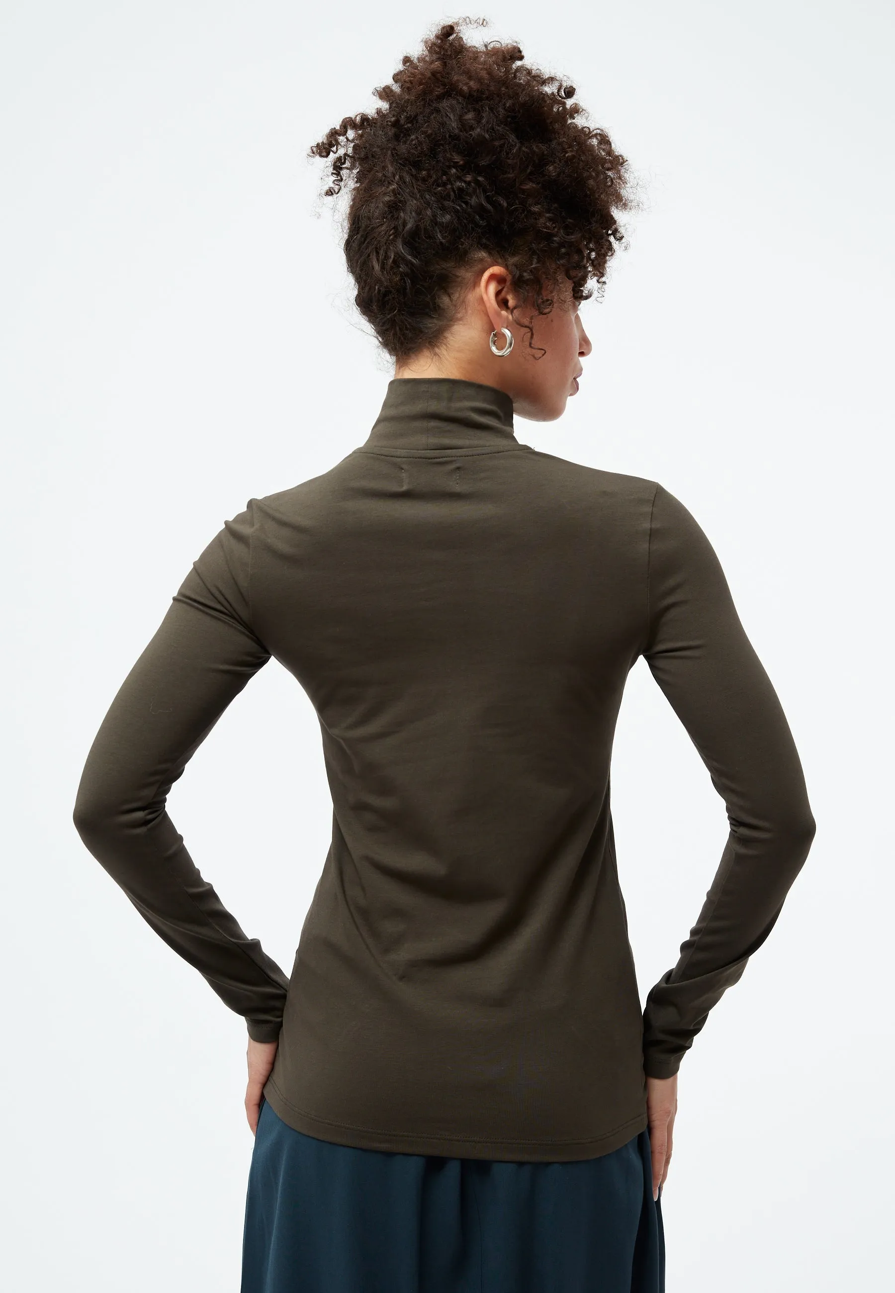 GBVIDA organic cotton longsleeve with turtleneck - Dark Olive Givn Berlin