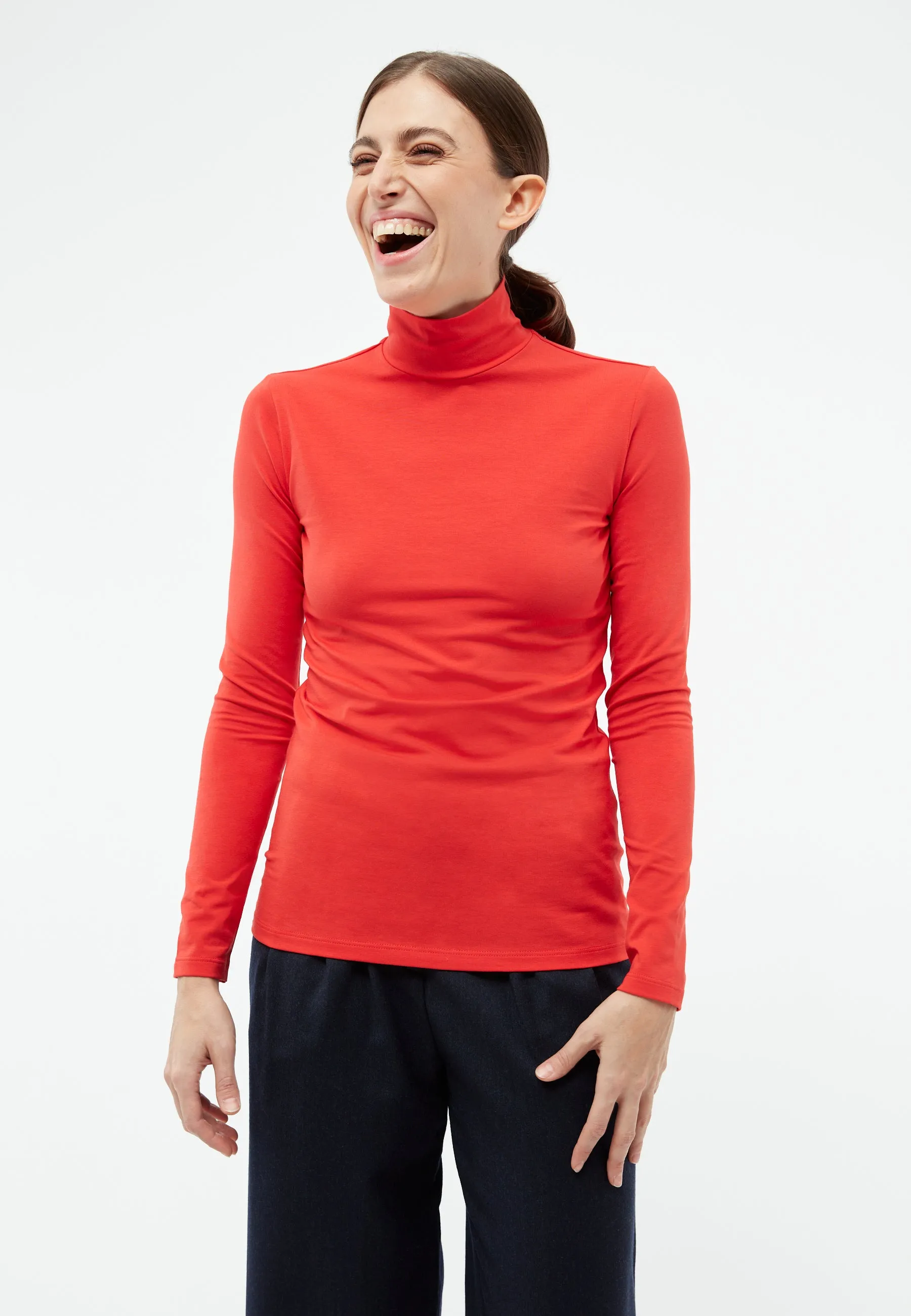 GBVIDA organic cotton longsleeve with turtleneck - Tomato Red Givn Berlin