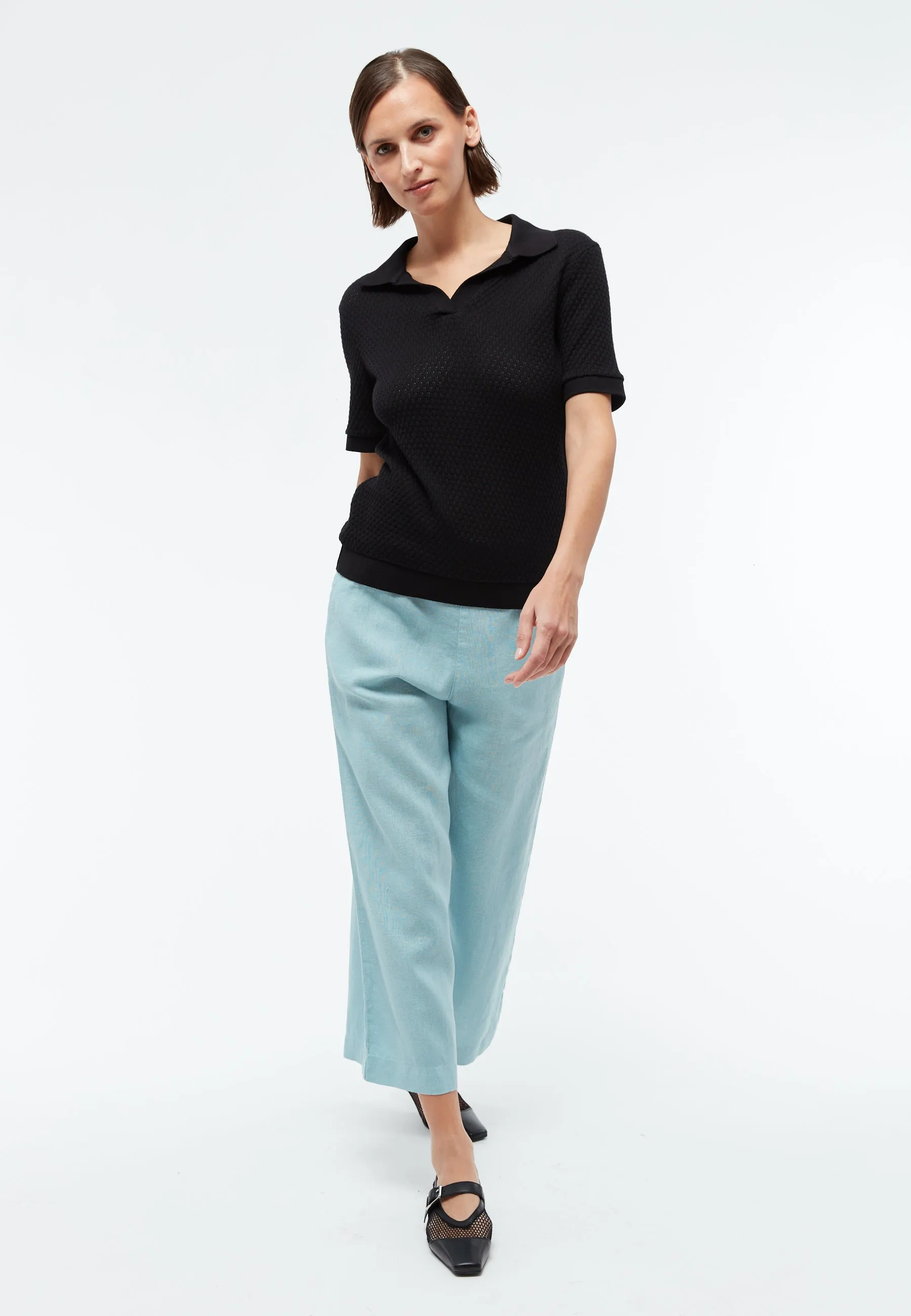 GBYASMIN organic cotton polo shirt in a jacquard pattern - Black (Jacquard) Givn Berlin