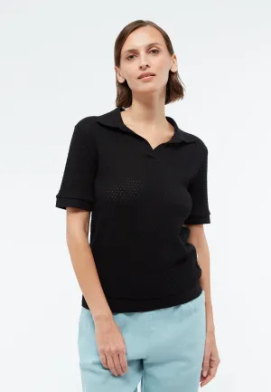GBYASMIN organic cotton polo shirt in a jacquard pattern - Black (Jacquard) Givn Berlin