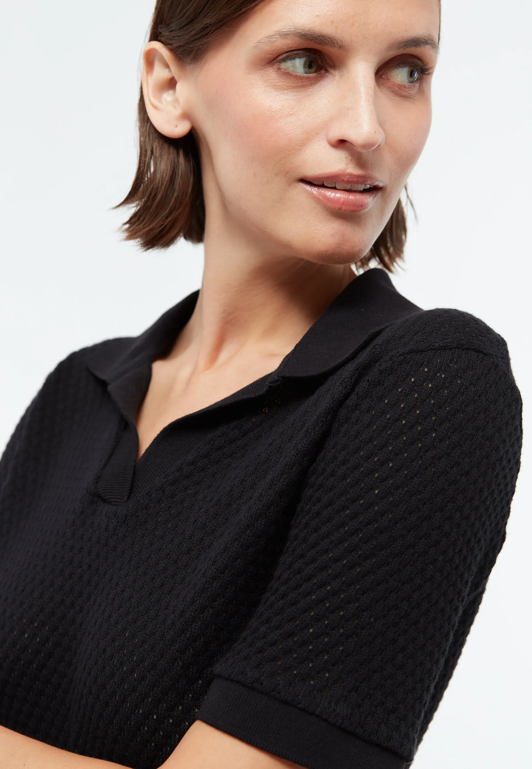 GBYASMIN organic cotton polo shirt in a jacquard pattern - Black (Jacquard) Givn Berlin