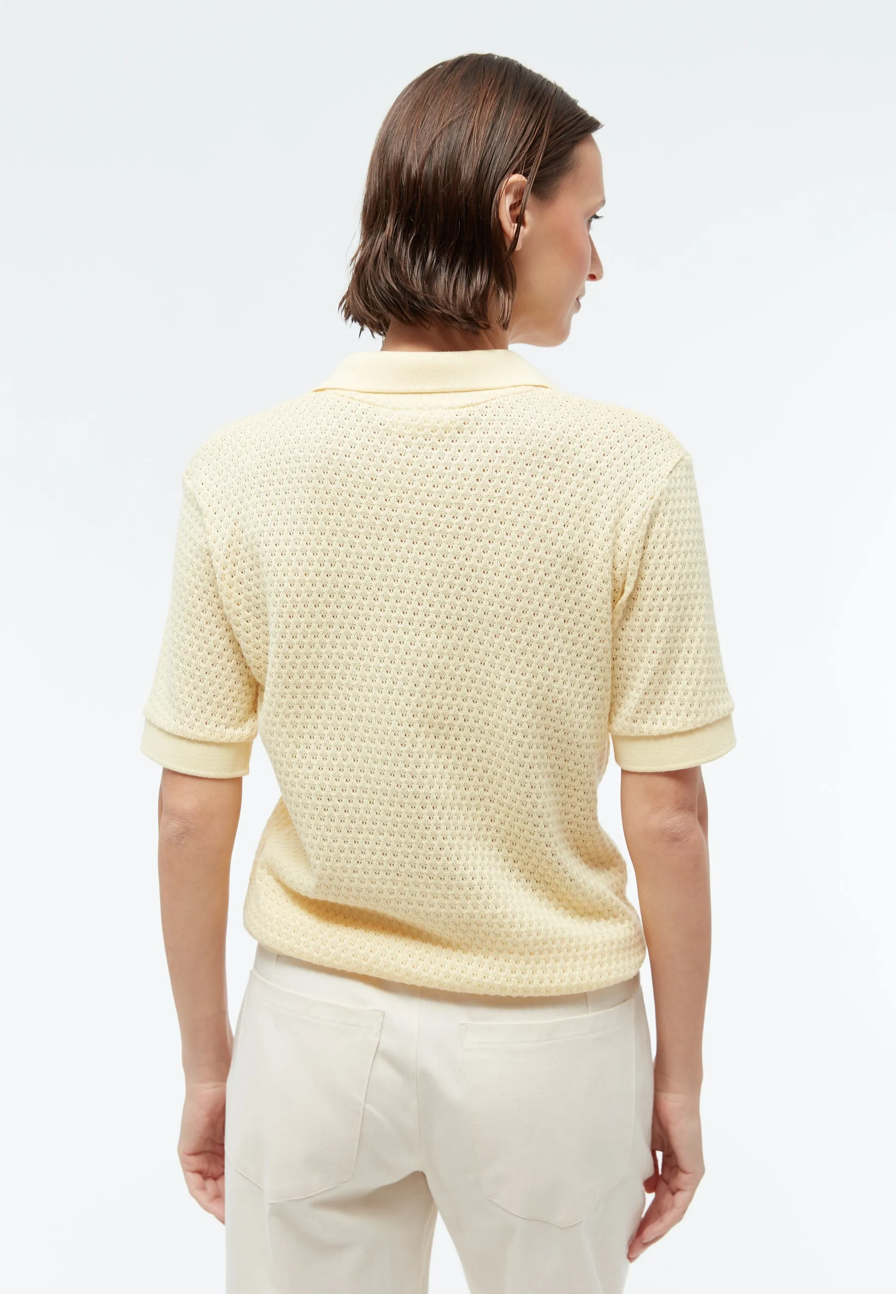 GBYASMIN polo shirt made of organic cotton in a jacquard pattern - Creamy Yellow (Jacquard) Givn Berlin