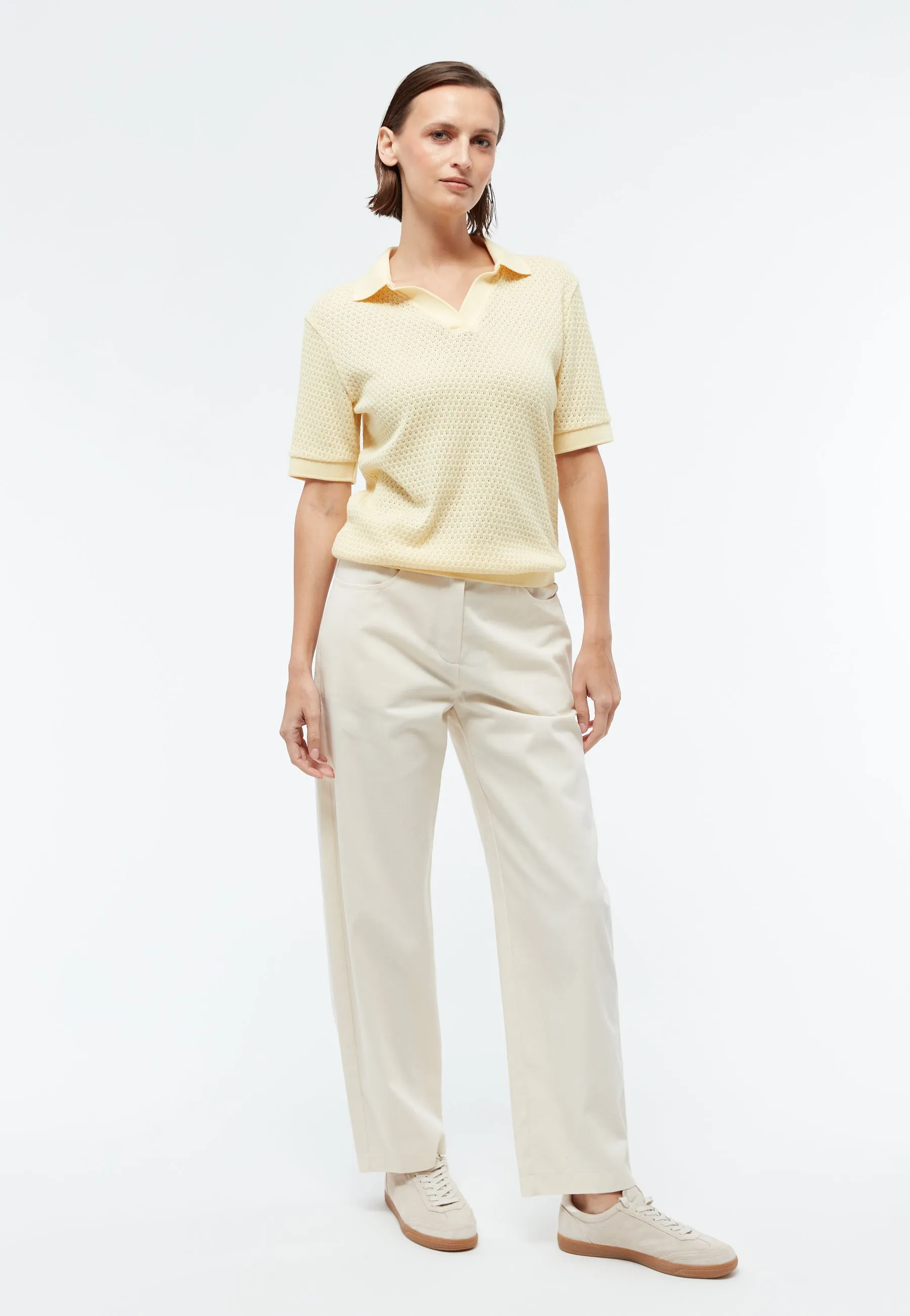 GBYASMIN polo shirt made of organic cotton in a jacquard pattern - Creamy Yellow (Jacquard) Givn Berlin