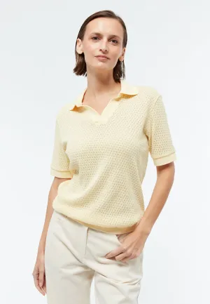 GBYASMIN polo shirt made of organic cotton in a jacquard pattern - Creamy Yellow (Jacquard) Givn Berlin