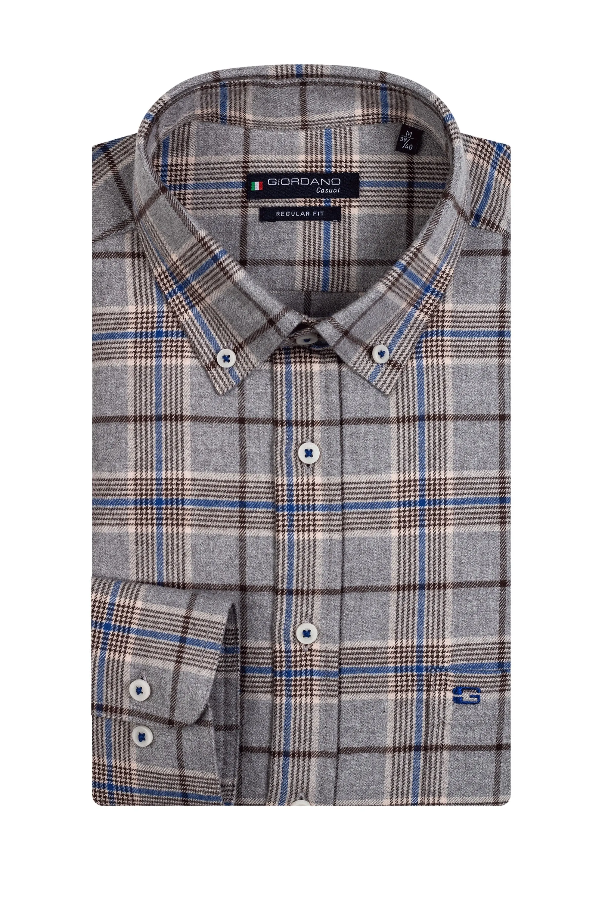 Giordano Long Sleeved Shirt Grey Multi Check