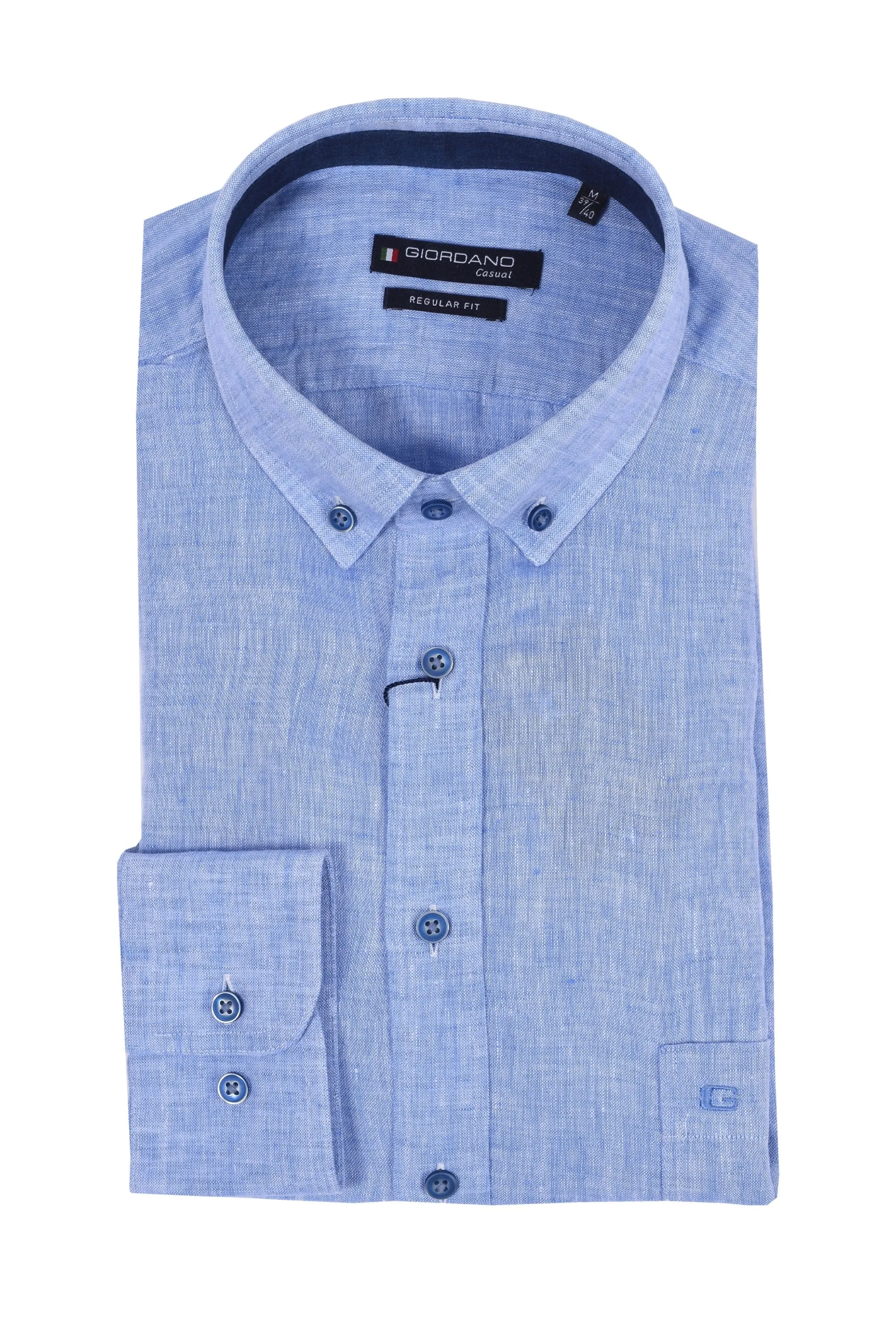 Giordano Regular Fit Linen Shirt Light Blue