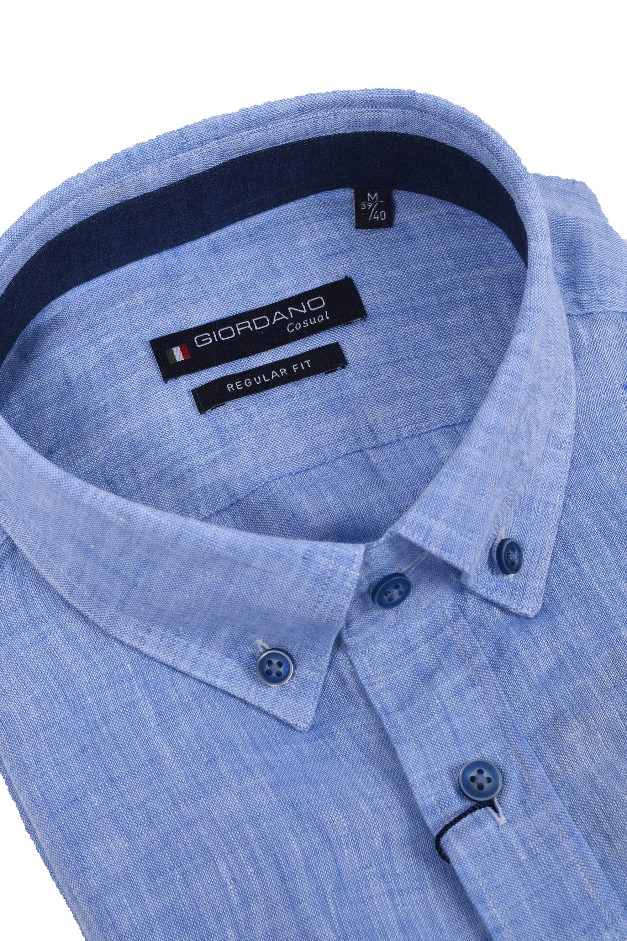 Giordano Regular Fit Linen Shirt Light Blue