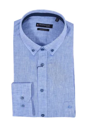Giordano Regular Fit Linen Shirt Light Blue