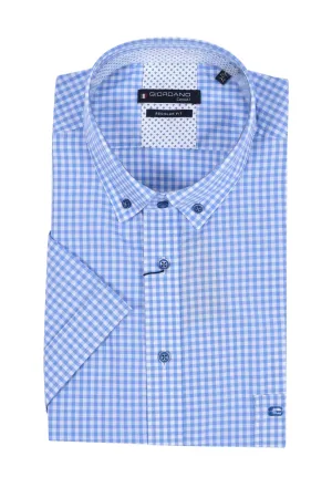 Giordano Regular Fit Short Sleeved Shirt Light Blue Check