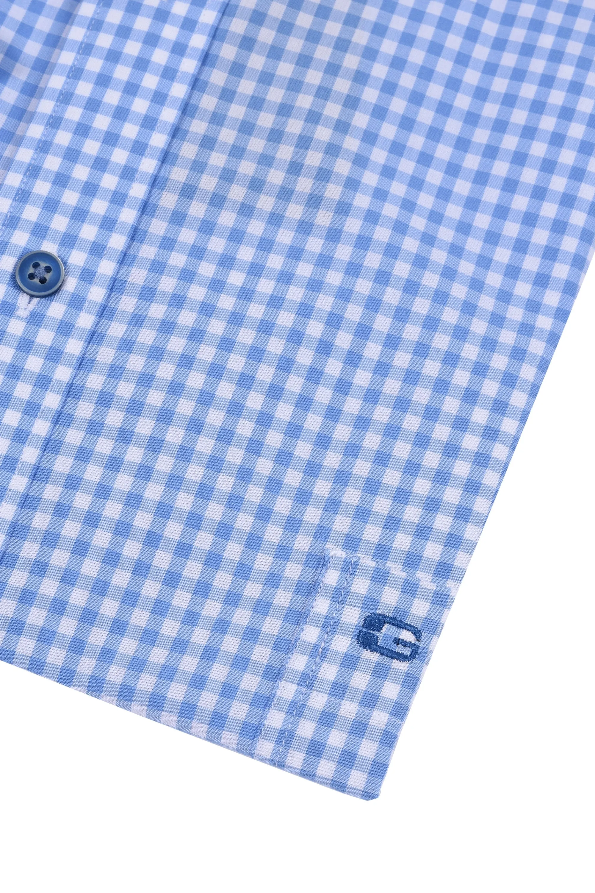 Giordano Regular Fit Short Sleeved Shirt Light Blue Check
