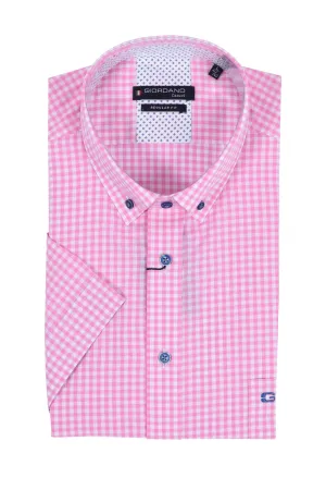 Giordano Regular Fit Short Sleeved Shirt Pink Check