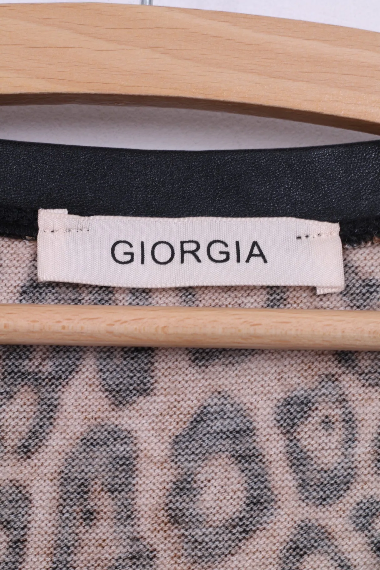 Giorgia Womens S Shirt Black Animal Leopard Print Imitation Leather Party