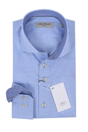 Gravson Light Blue Dog Tooth Check Shirt Light Blue