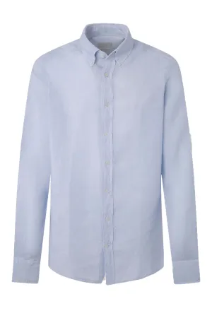 Hackett Linen Long Sleeved Shirt Sky Blue