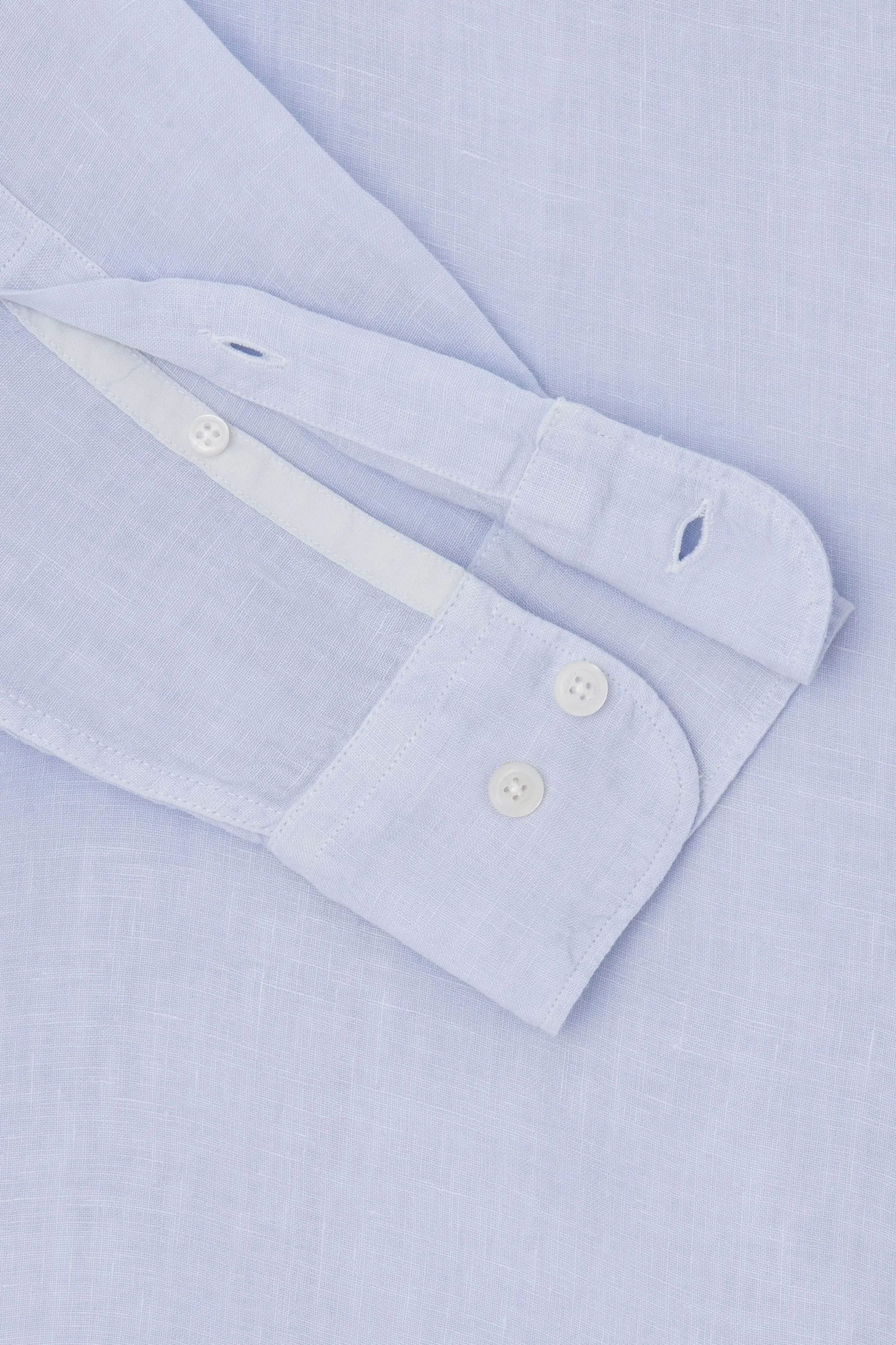 Hackett Linen Long Sleeved Shirt Sky Blue