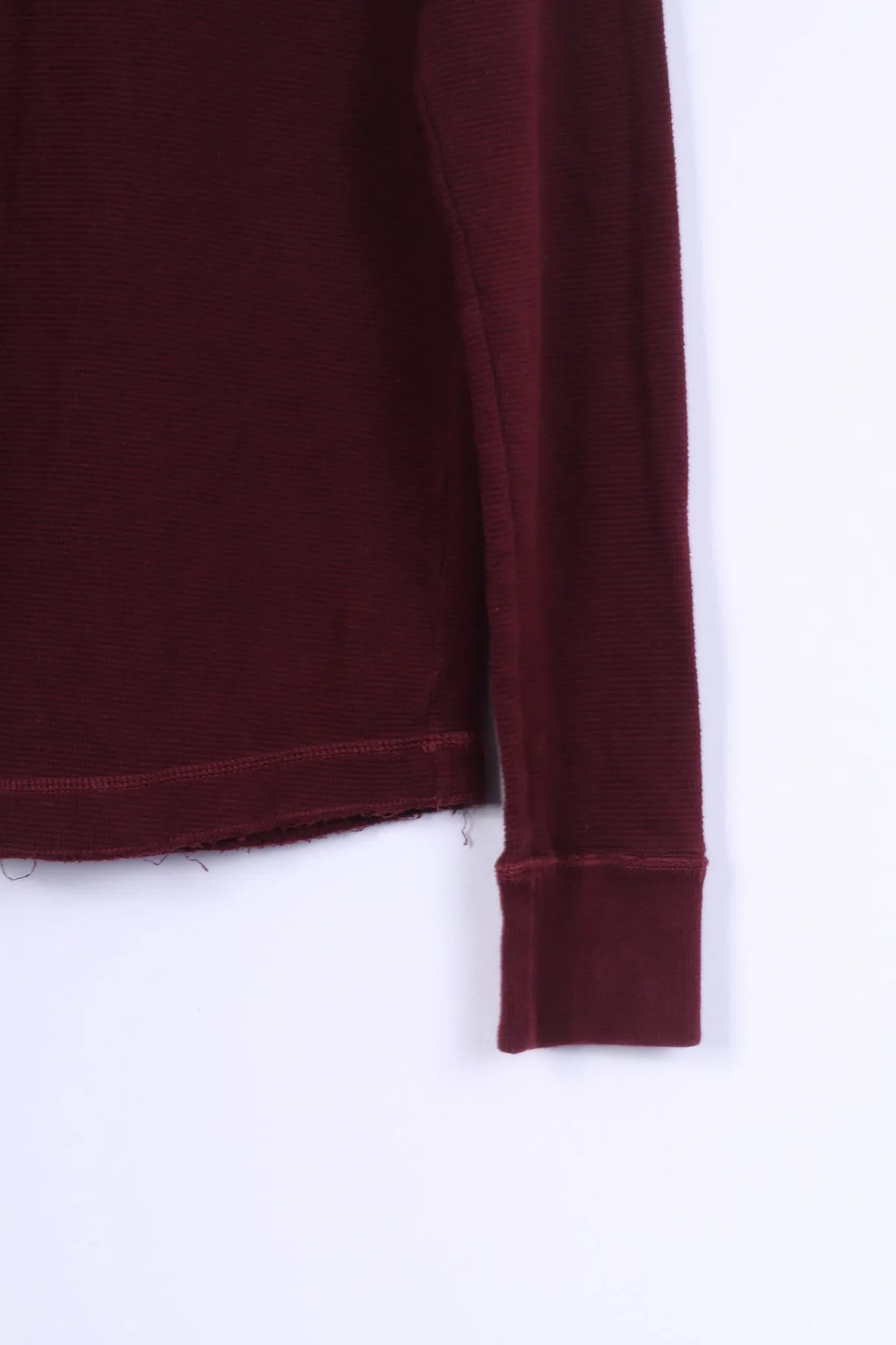 Hollister Mens M Long Sleeved Shirt Cotton Burgundy Crew Neck Stretch